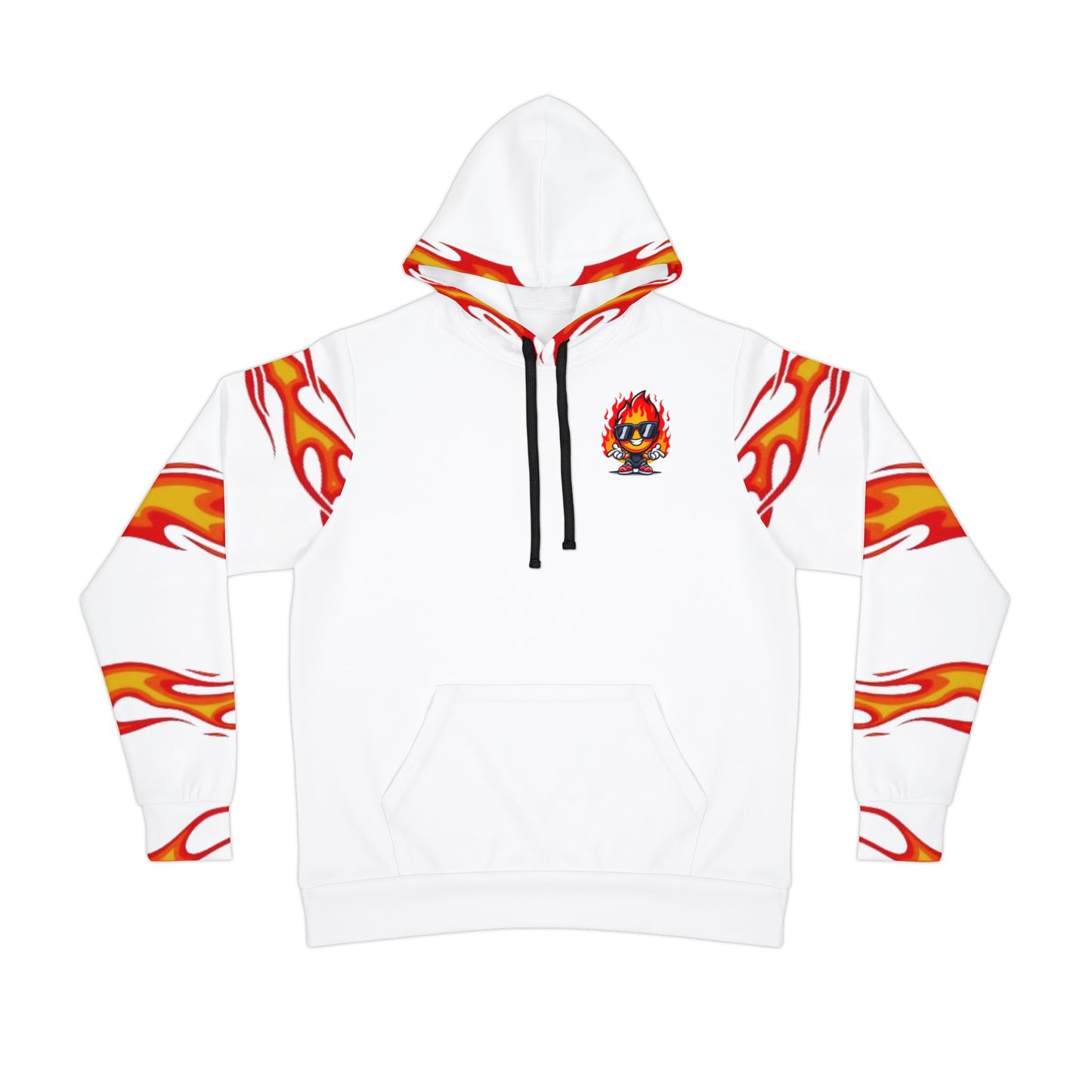 🔥 Red Flame Graphic White Hoodie – Bold "Hot Head" Streetwear Design