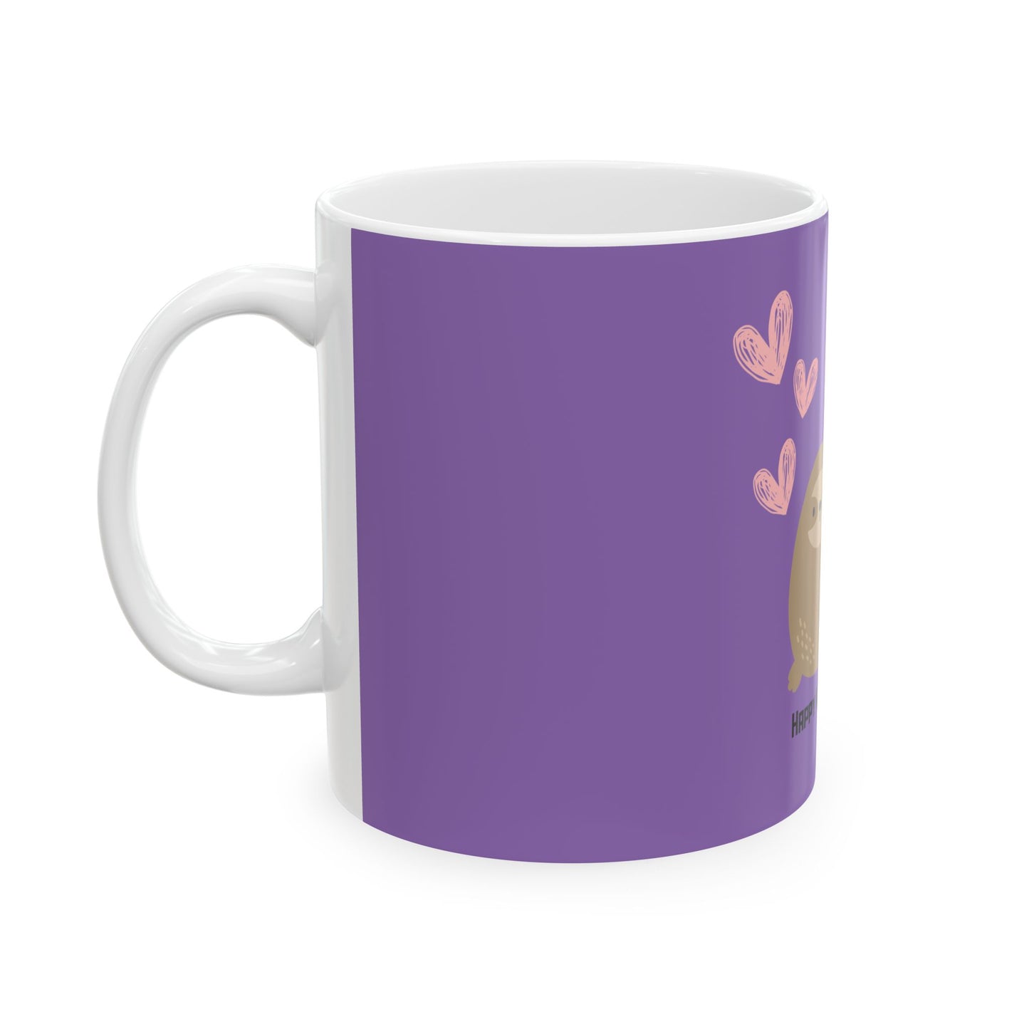 Happy Valentine's Day Sloth Ceramic Mug - Cute Purple Design | Perfect Gift for Loved Ones 💜🦥☕