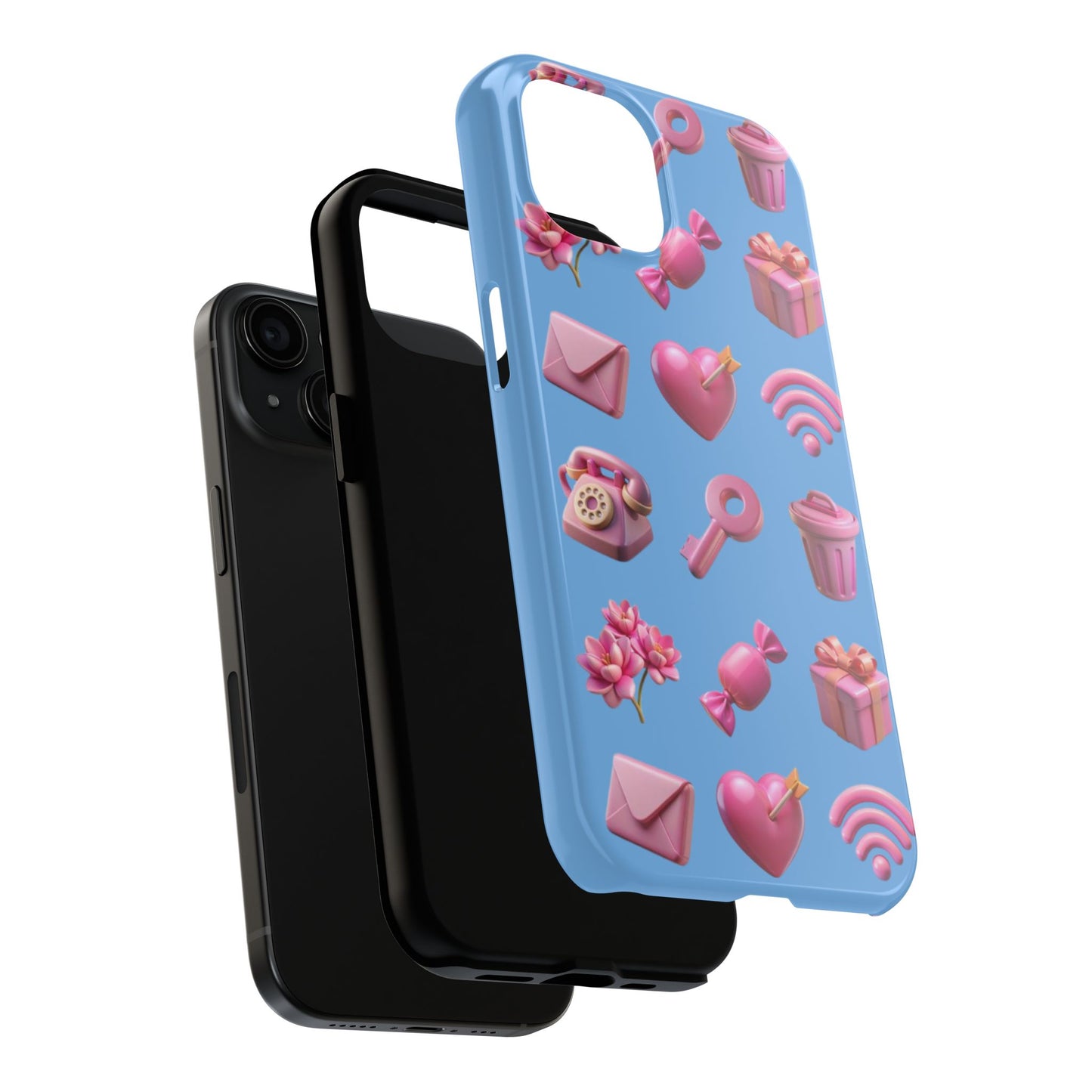 Cute and Colorful Tough Phone Case - Pink Emojis Design