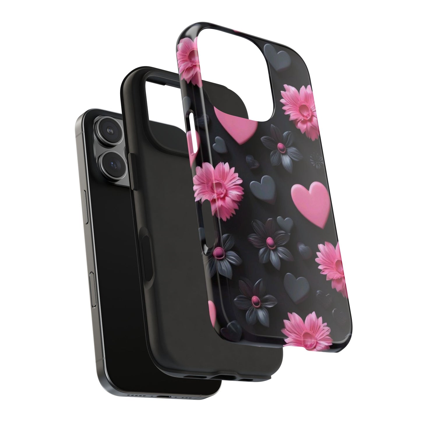 Floral Heart Tough Phone Case - Durable Protection Bold Design For iPhones & Androids