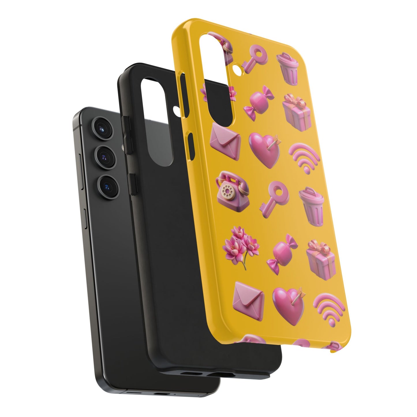 Cute and Colorful Tough Phone Case - Pink Emojis Design