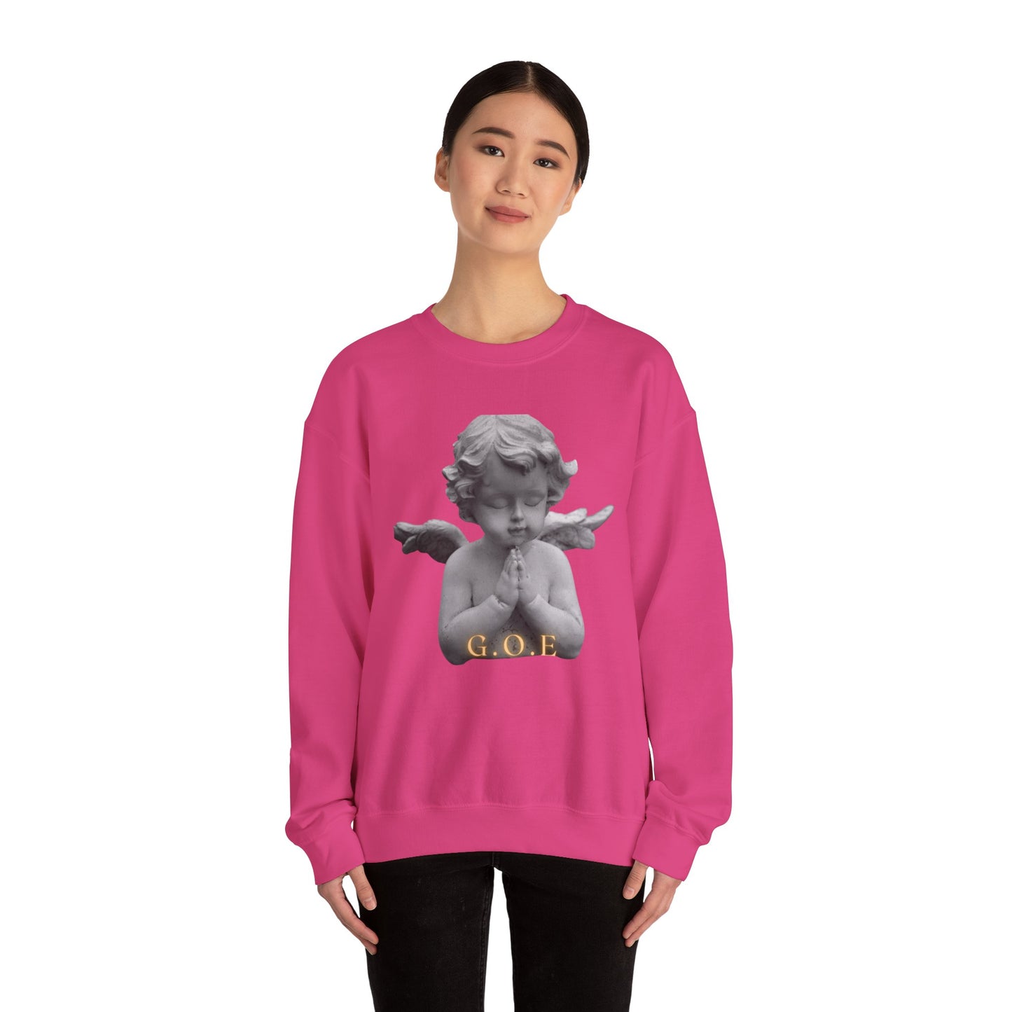 Pure Cloud Men & Women’s Sweater – "G.O.E Angel" (God Over Everything) Faith-Inspired Pullover