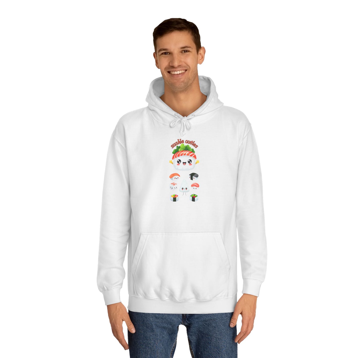 π£ Cute Sushi Characters White Sweater β Cozy & Fun for Men & Women! π£