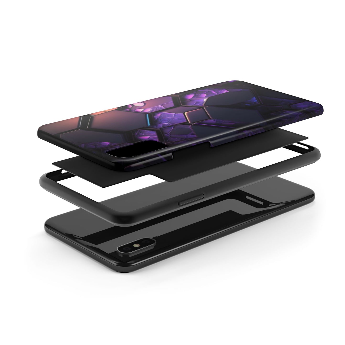 Hexagonal Tough Phone Case - Vibrant Protective Design for Tech Enthusiasts