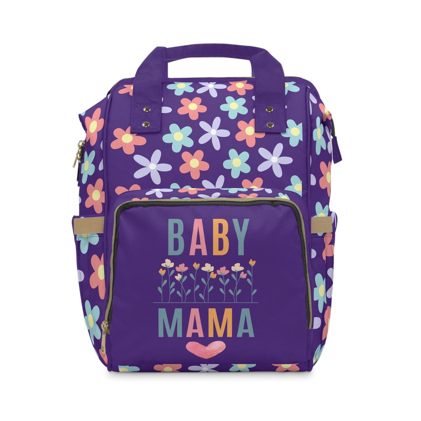 "Floral Baby Mama Diaper Backpack – Stylish & Functional Bag for New Moms on the Go"