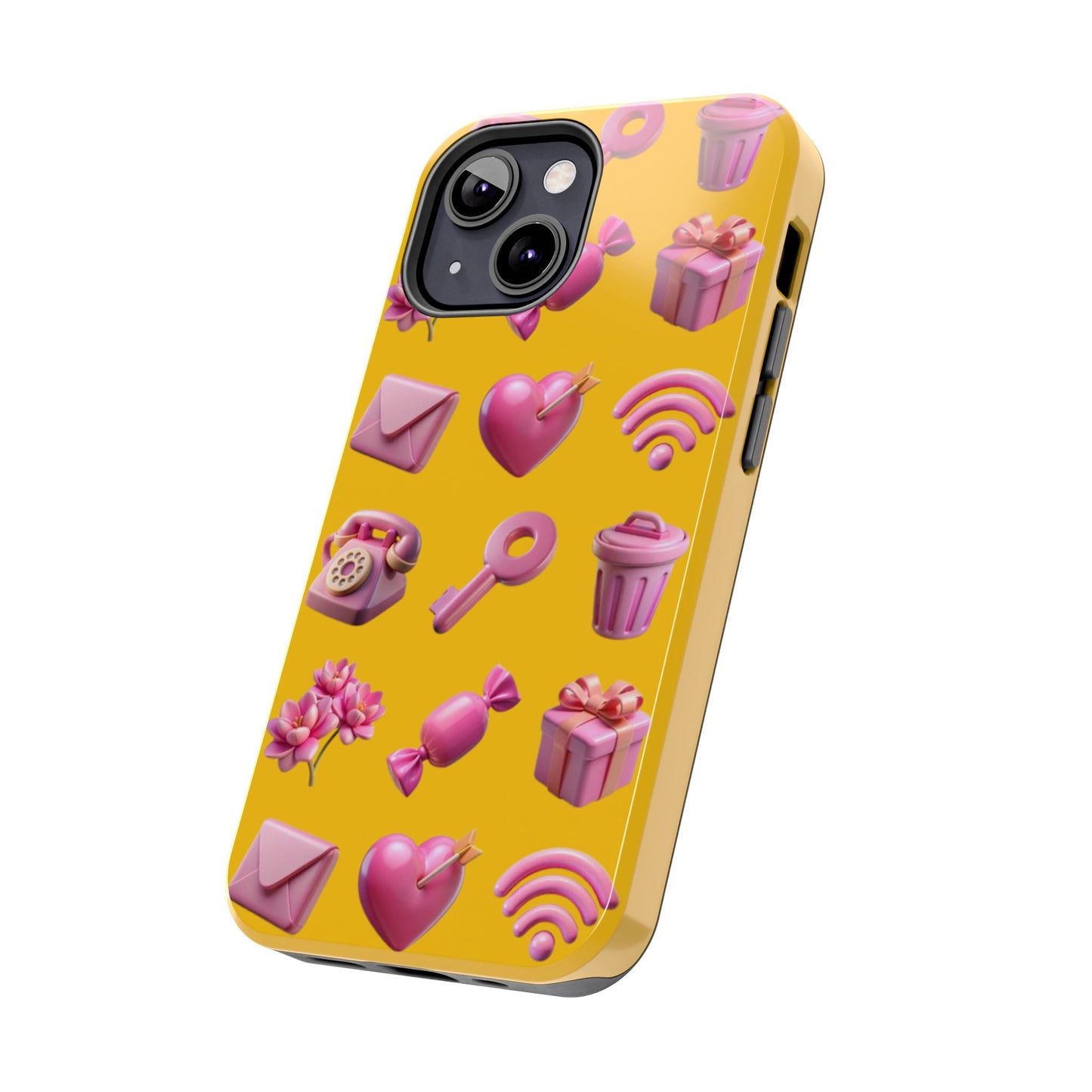 Cute and Colorful Tough Phone Case - Pink Emojis Design