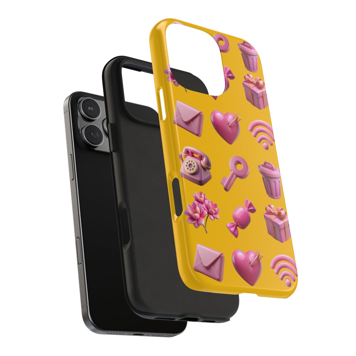Cute and Colorful Tough Phone Case - Pink Emojis Design