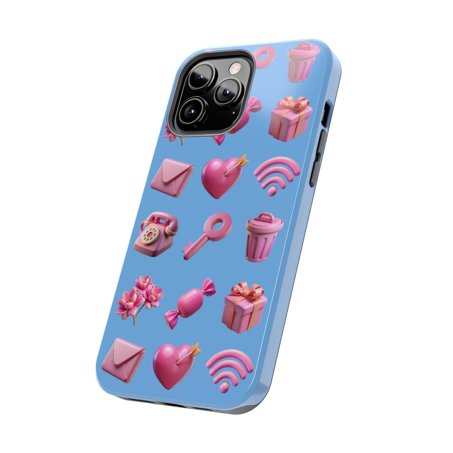 Cute and Colorful Tough Phone Case - Pink Emojis Design