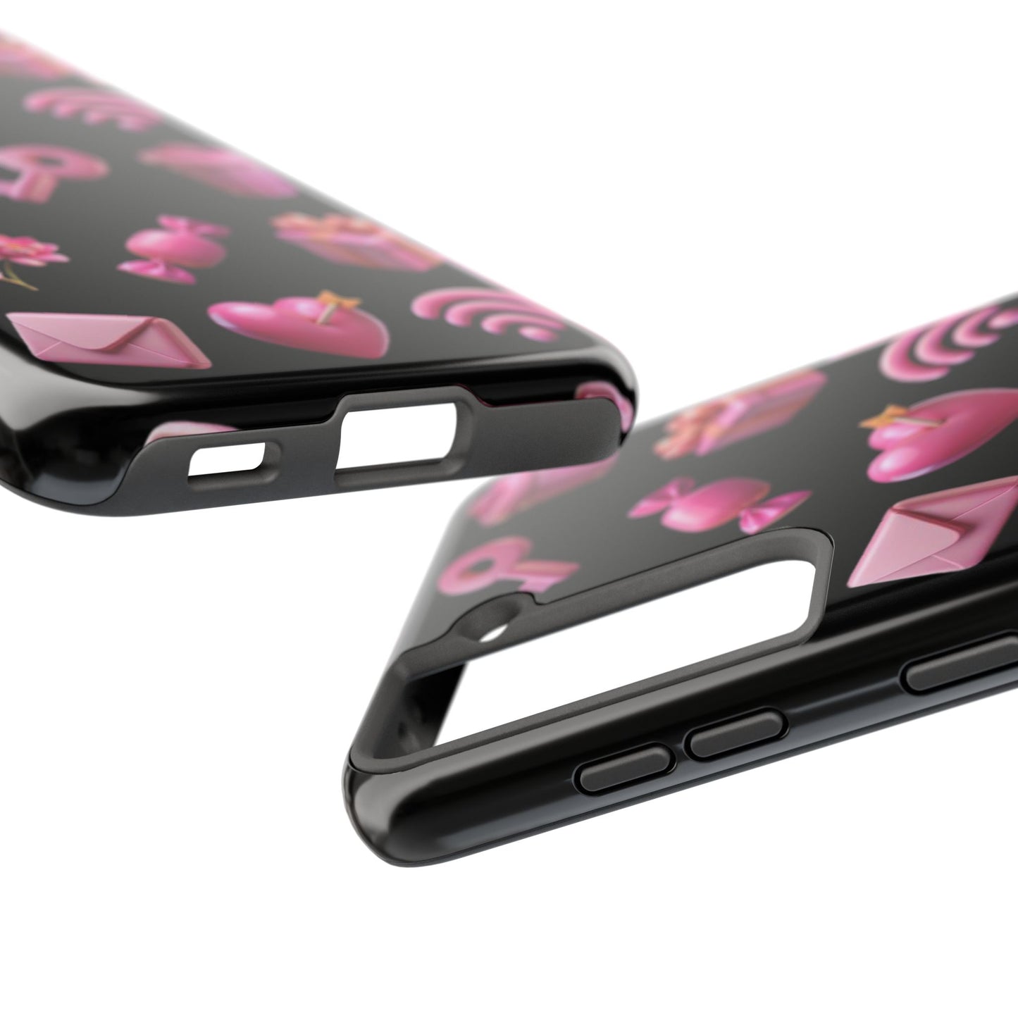Cute and Colorful Tough Phone Case - Pink Emojis Design