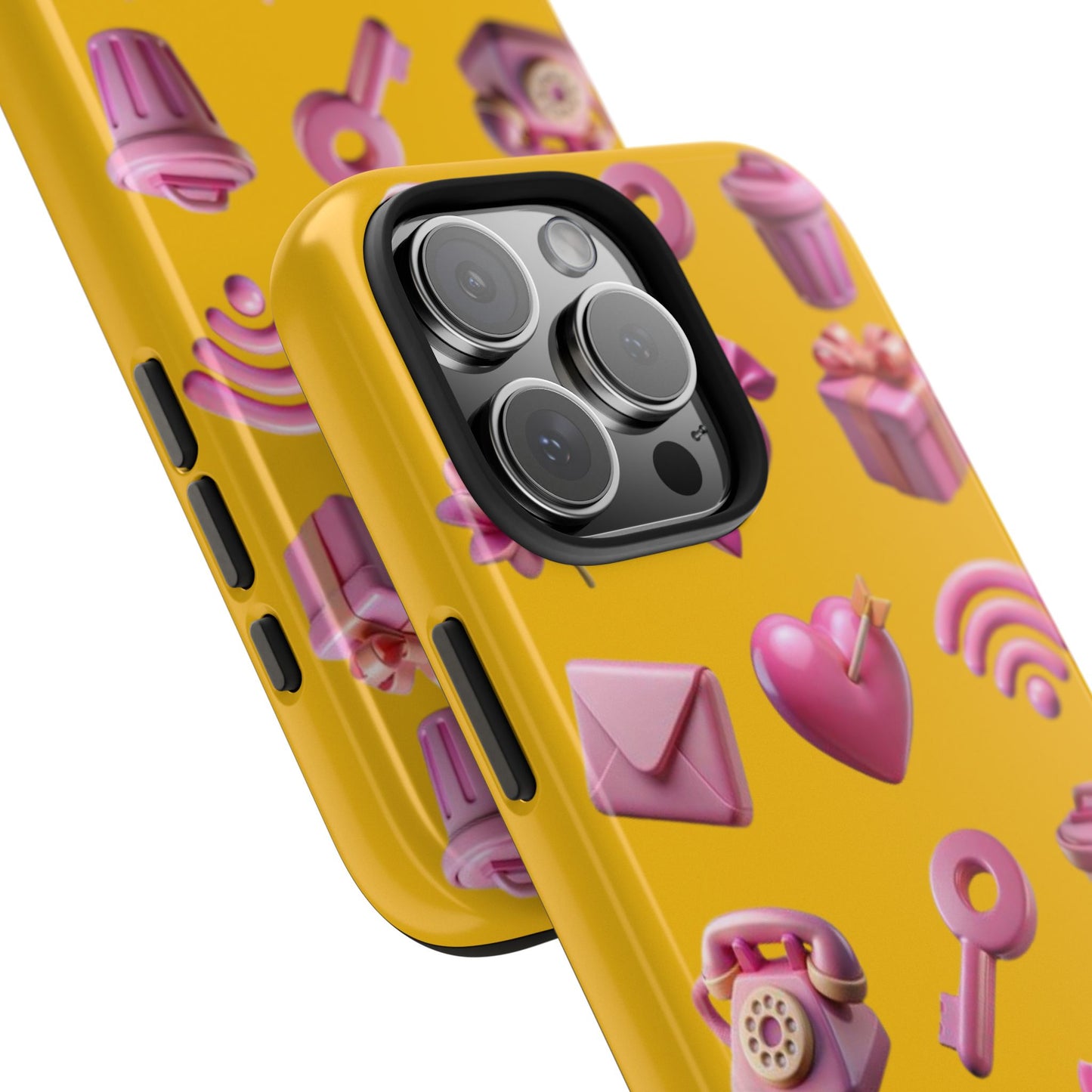 Cute and Colorful Tough Phone Case - Pink Emojis Design