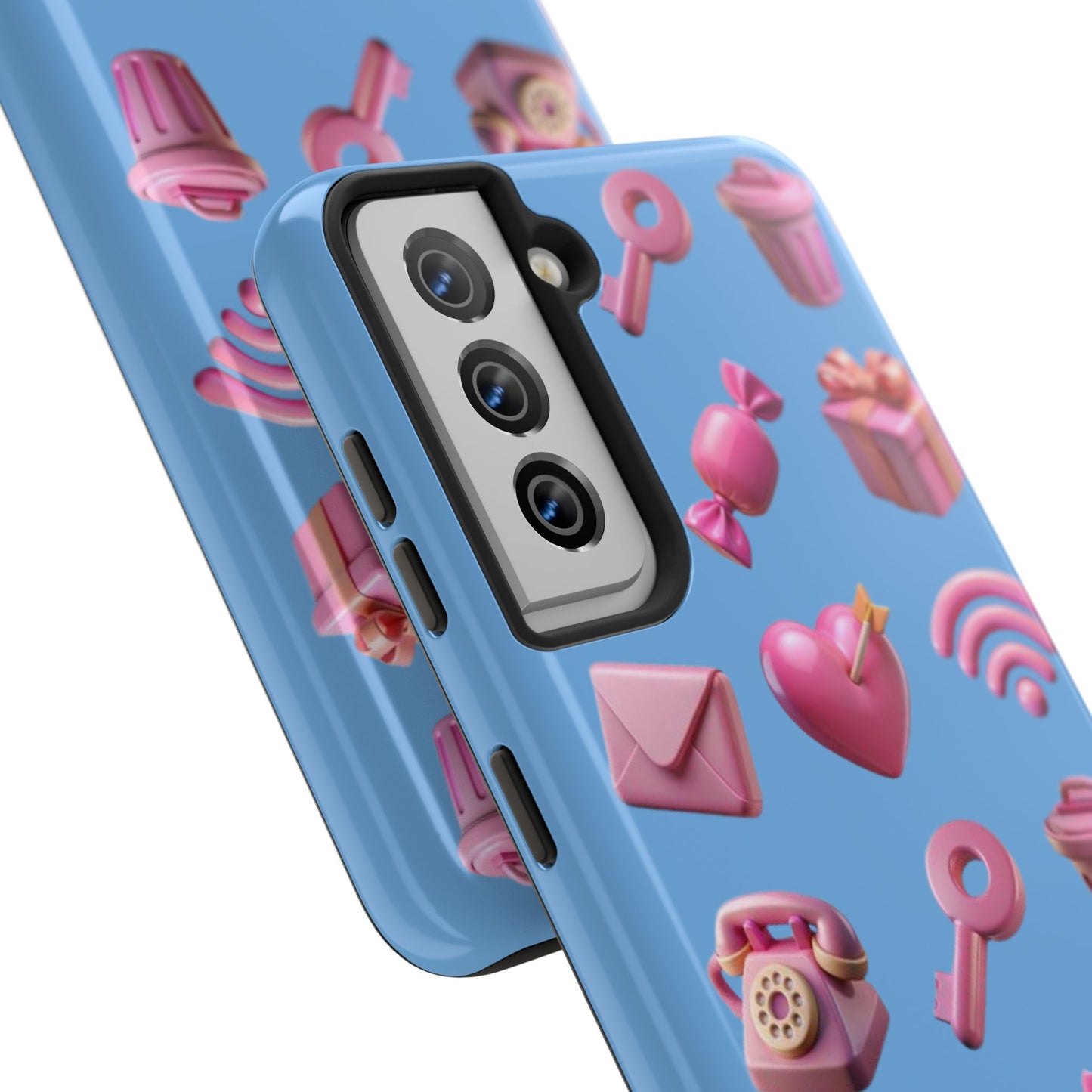 Cute and Colorful Tough Phone Case - Pink Emojis Design