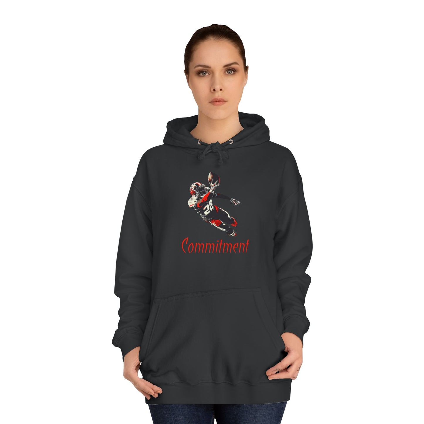 Steel Grey Men’s Game Day Football Hoodie – Commitment Athletic Sweatshirt with Drawstrings & Kangaroo Pocket