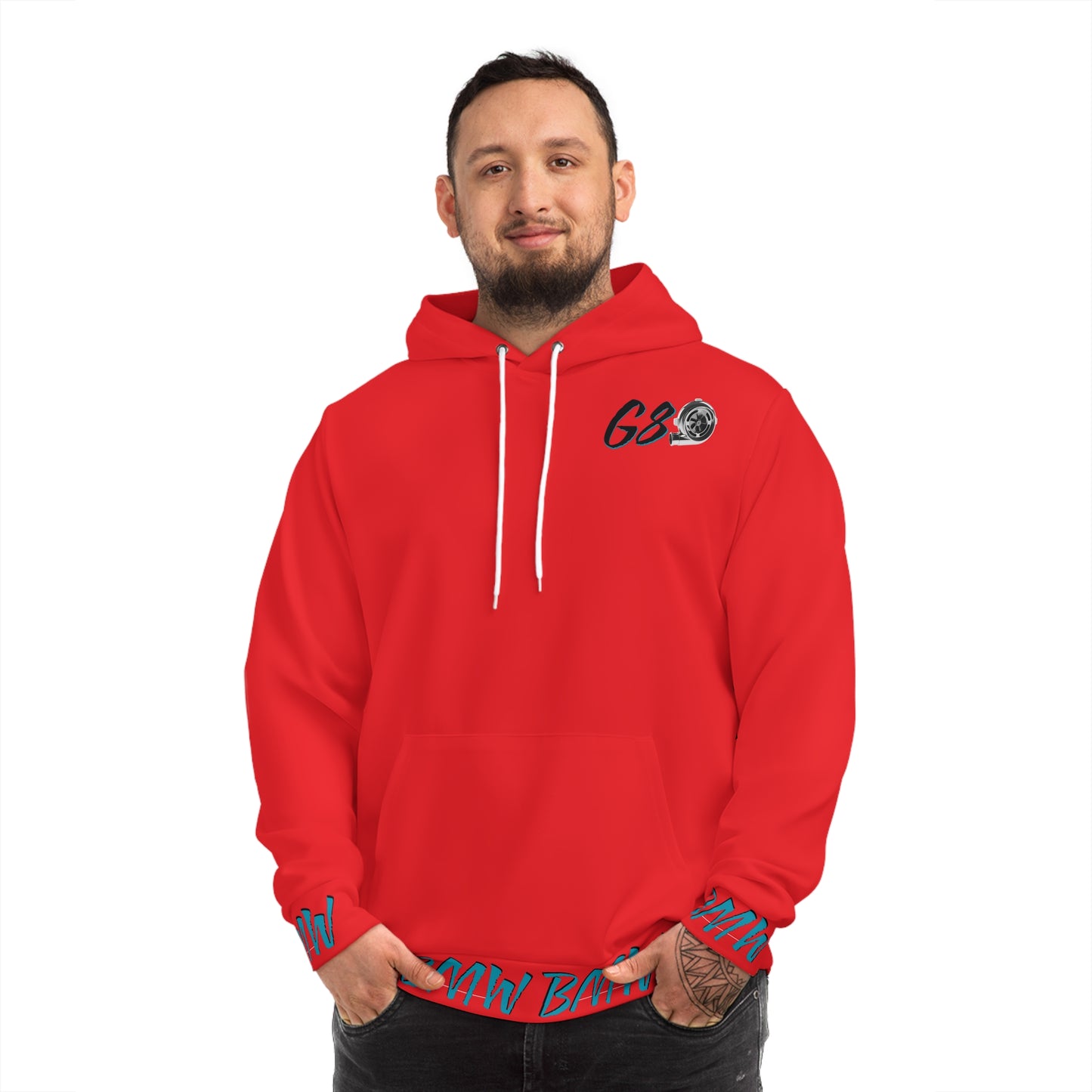 🔥 G80 BMW Turbocharged Hoodie – Bold Red Performance Streetwear for Car Enthusiasts 🚗💨