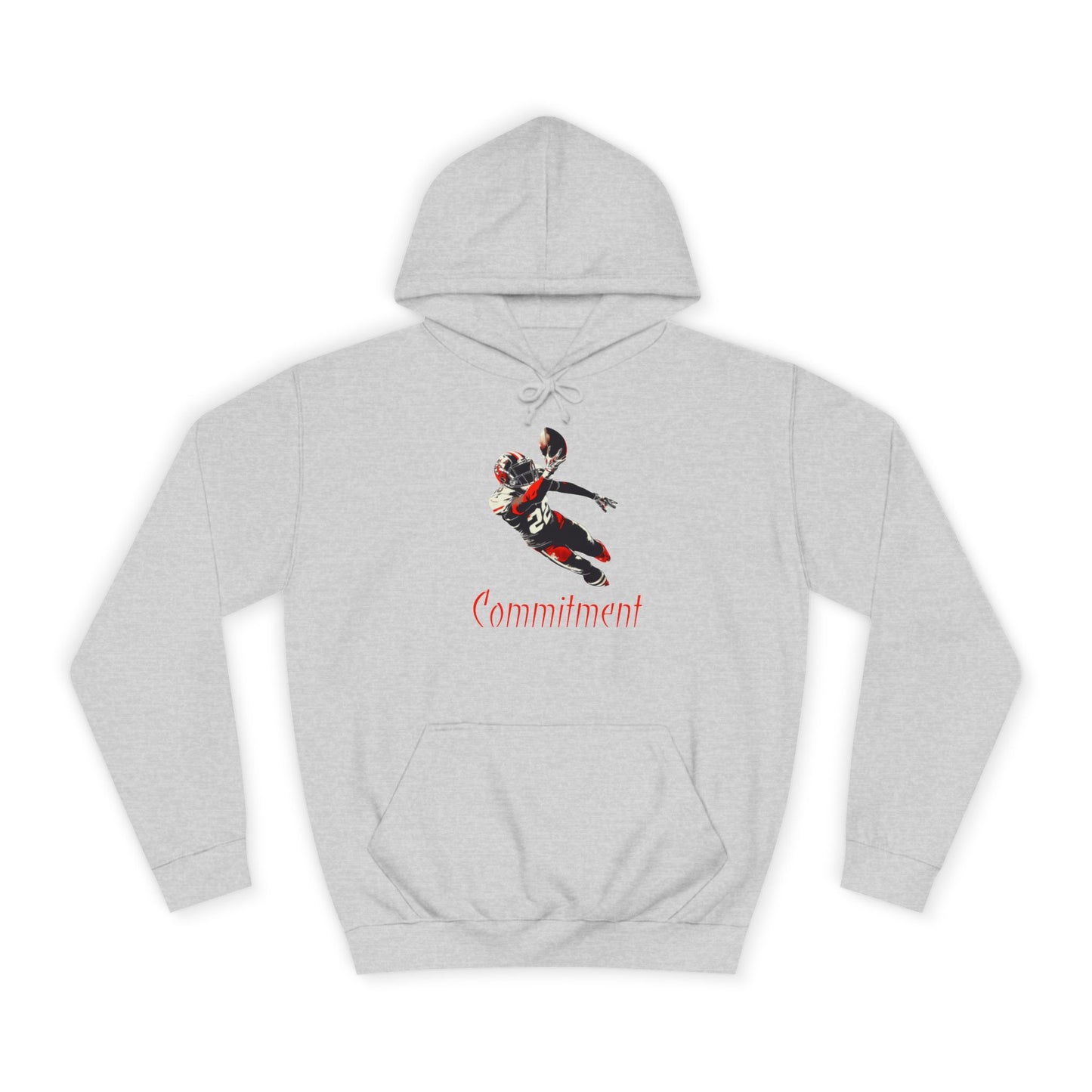 Steel Grey Men’s Game Day Football Hoodie – Commitment Athletic Sweatshirt with Drawstrings & Kangaroo Pocket