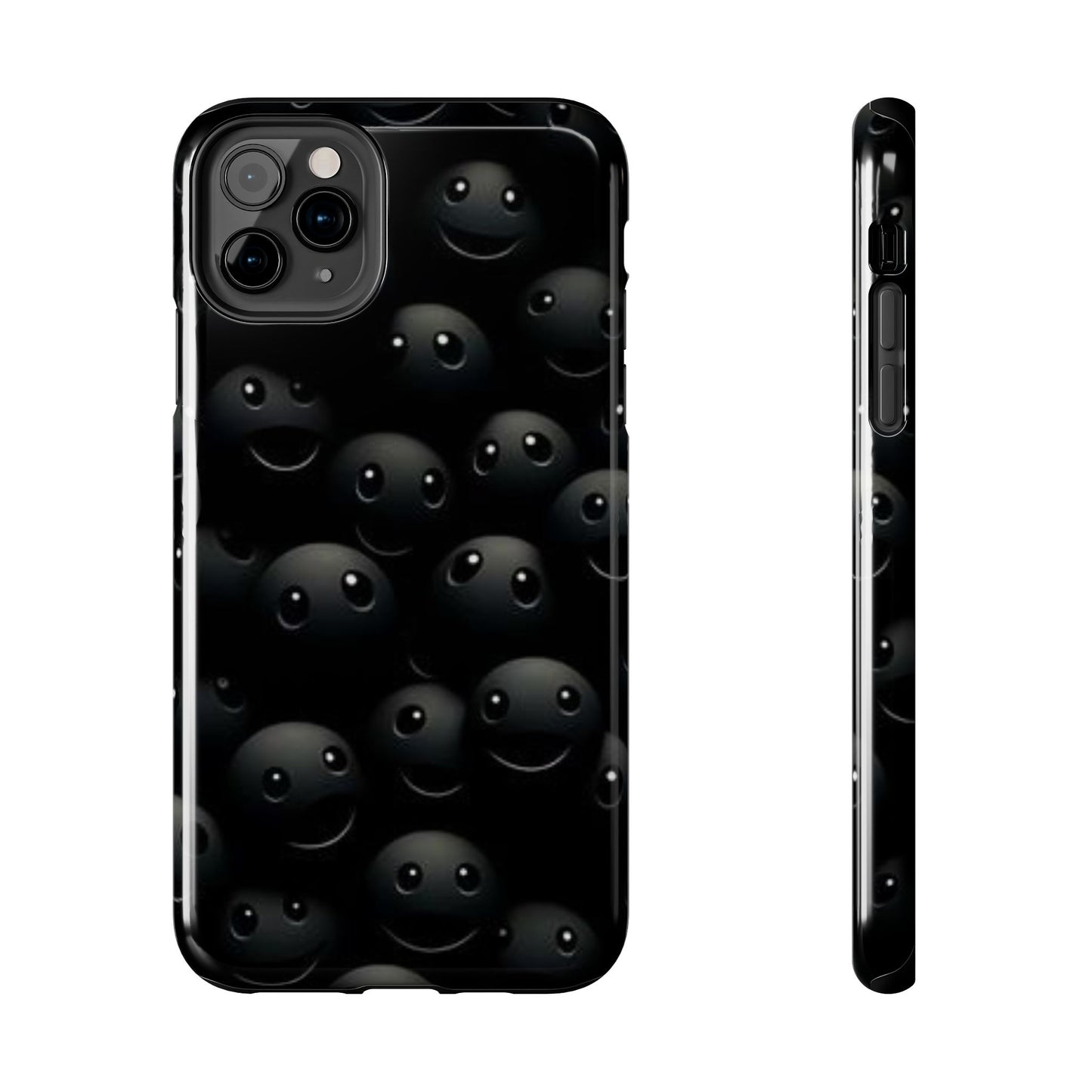 😊 Cute Smiley Face Black Tough Phone Case – Fun & Durable Protection for iPhone & Android