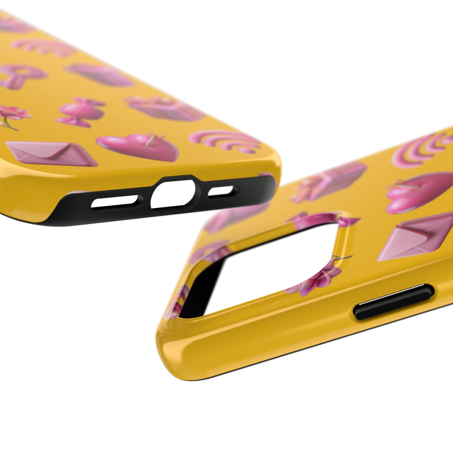 Cute and Colorful Tough Phone Case - Pink Emojis Design