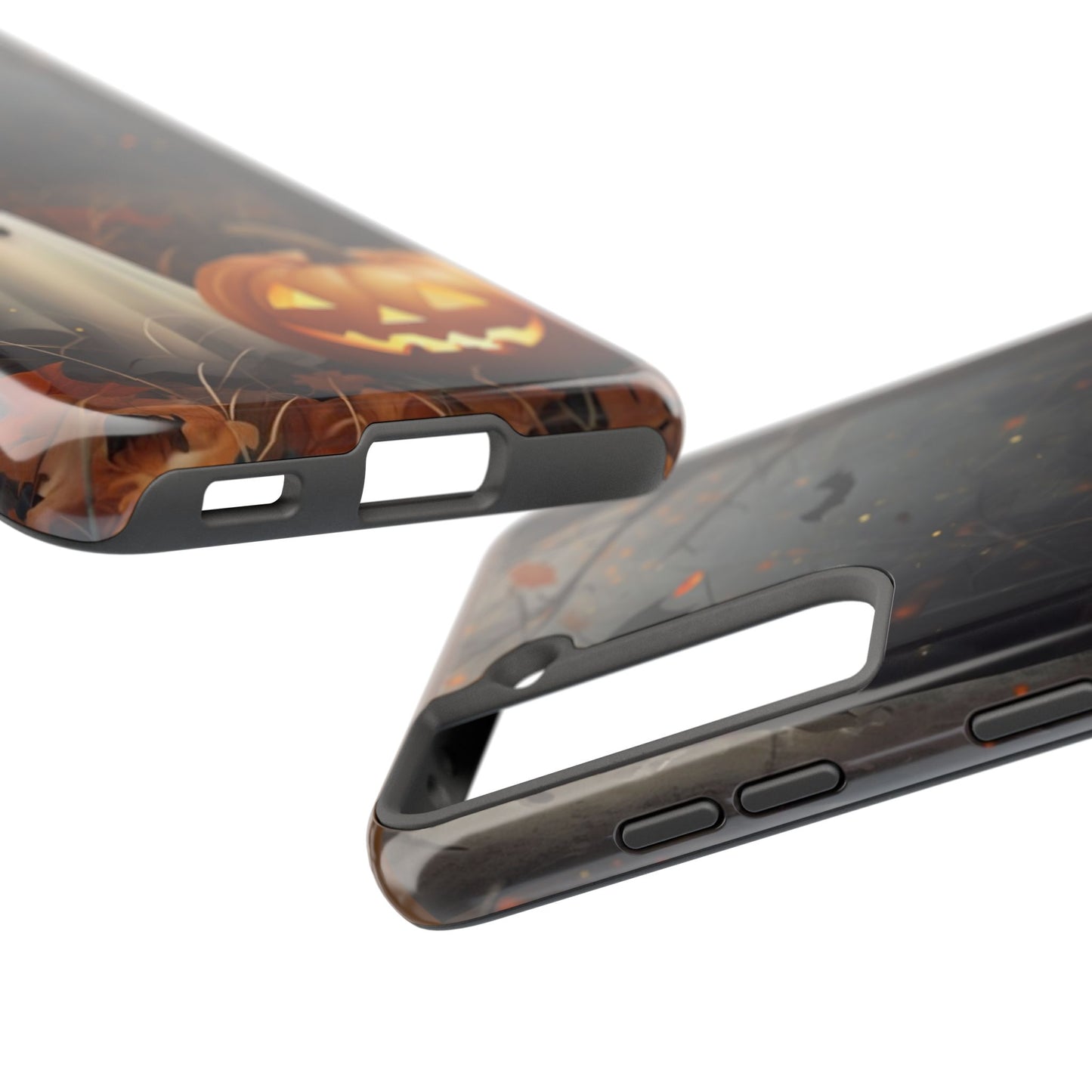 Spooky Halloween Phone Case - Tough Protective Cover with Ghost and Pumpkin Design