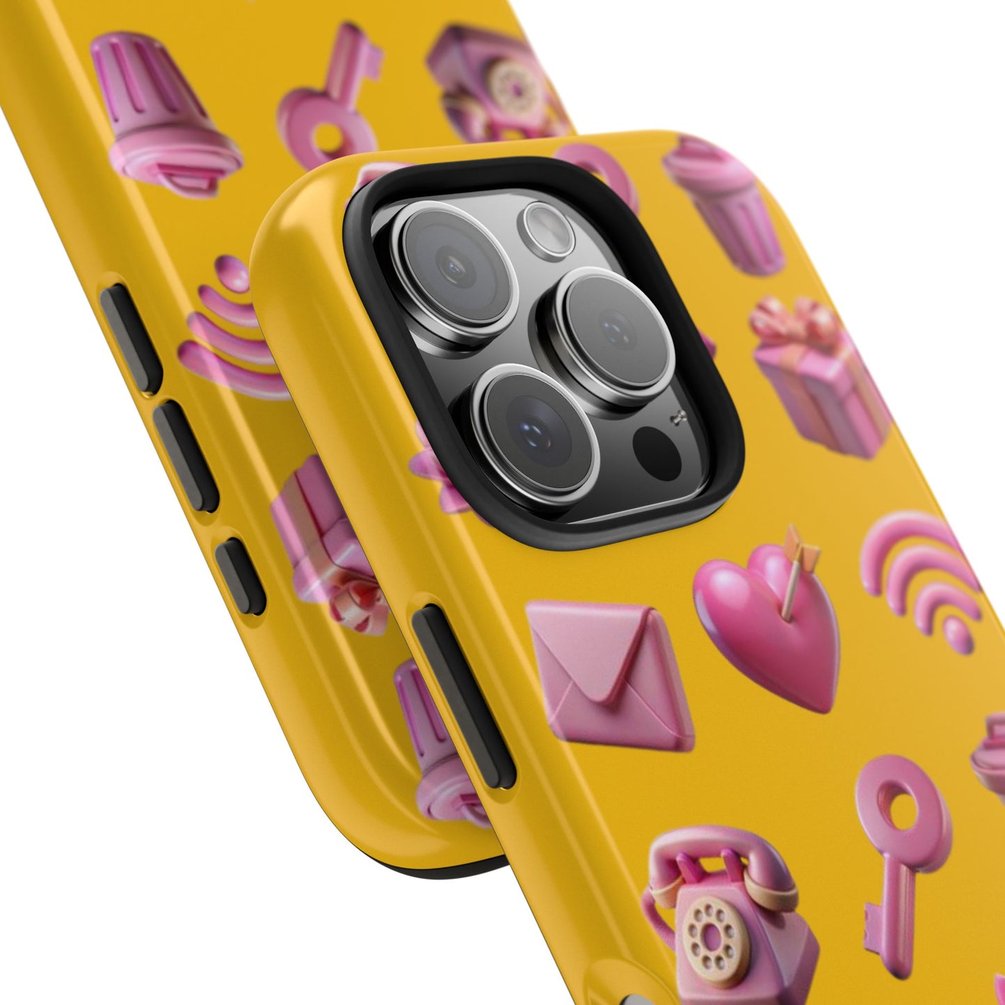 Cute and Colorful Tough Phone Case - Pink Emojis Design