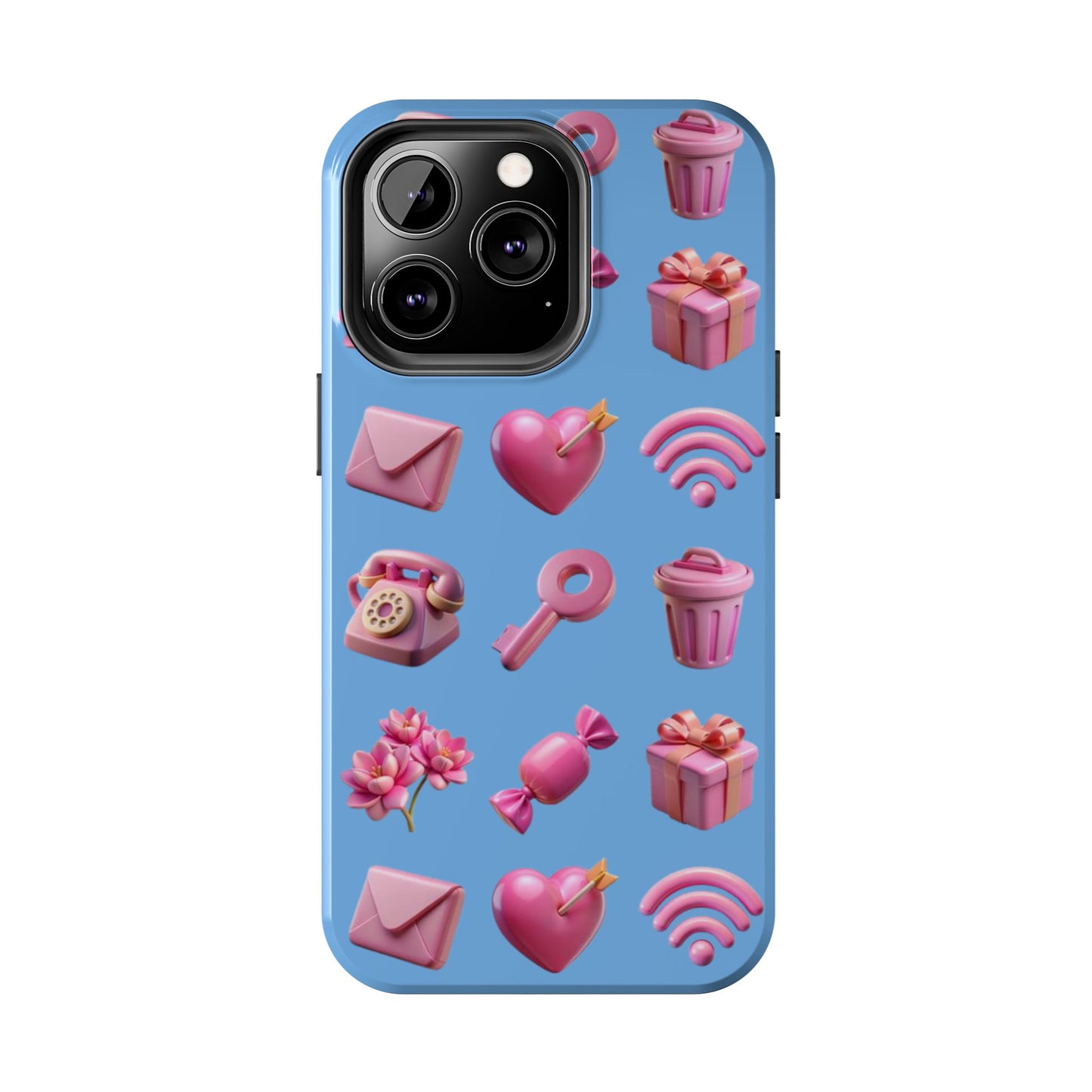 Cute and Colorful Tough Phone Case - Pink Emojis Design