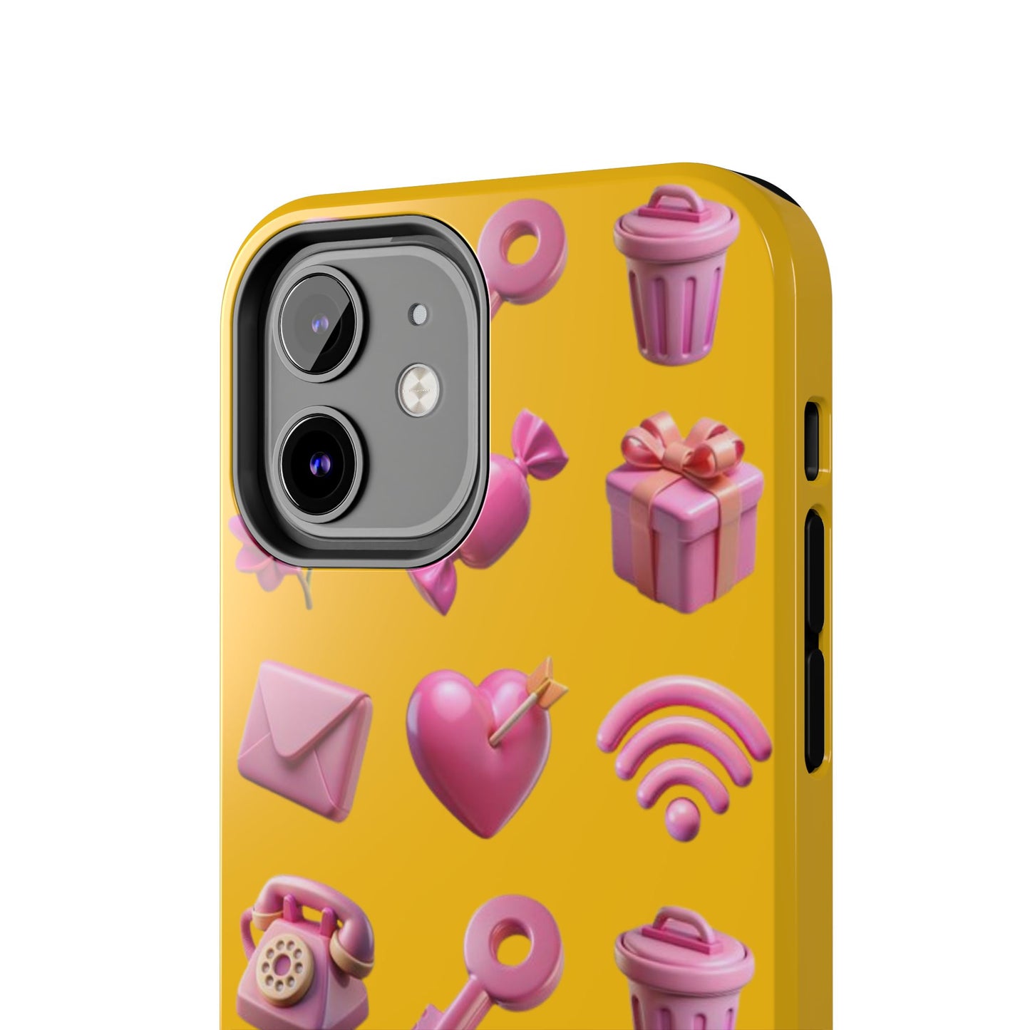 Cute and Colorful Tough Phone Case - Pink Emojis Design