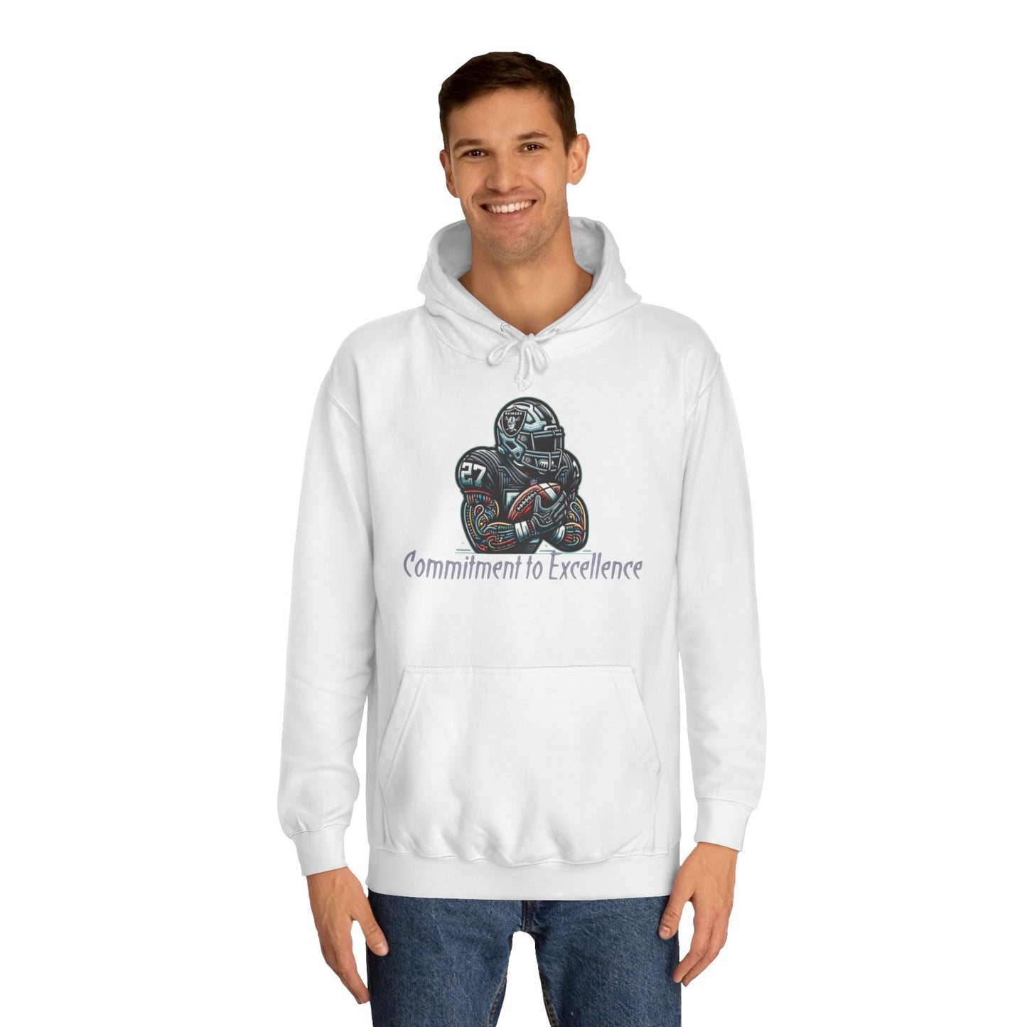 Jet Black NFL Men’s Hoodie – "Commitment to Excellence" Game Day Football Sweatshirt with Drawstrings & Kangaroo Pocket