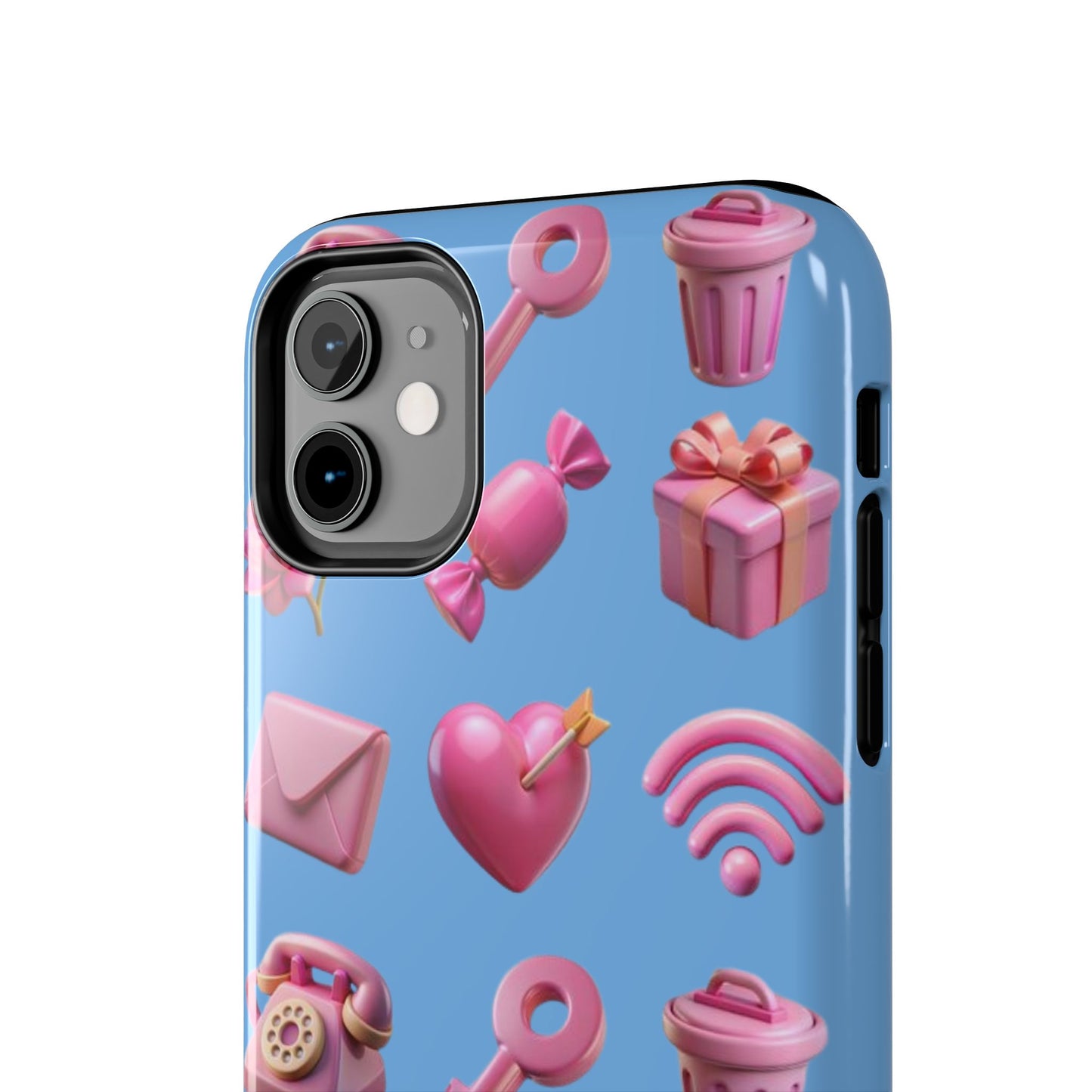 Cute and Colorful Tough Phone Case - Pink Emojis Design
