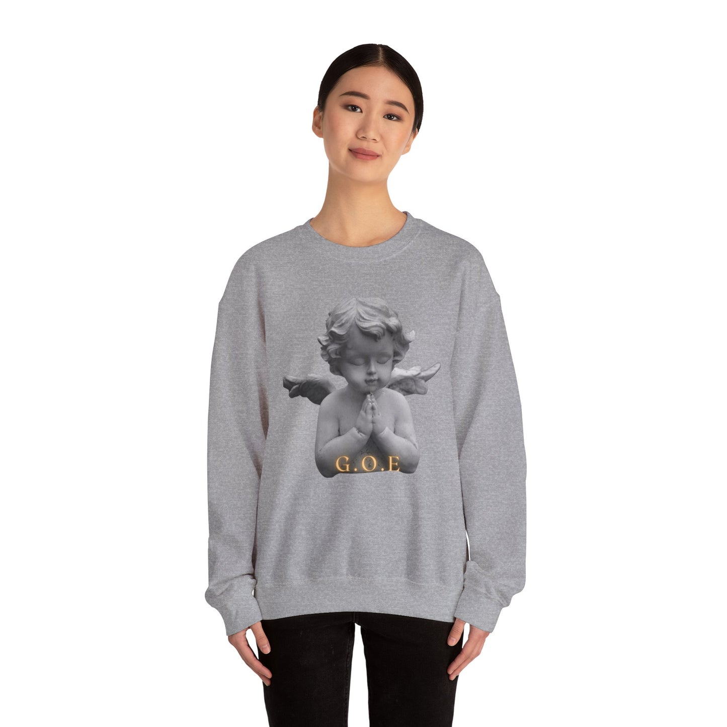 Pure Cloud Men & Women’s Sweater – "G.O.E Angel" (God Over Everything) Faith-Inspired Pullover
