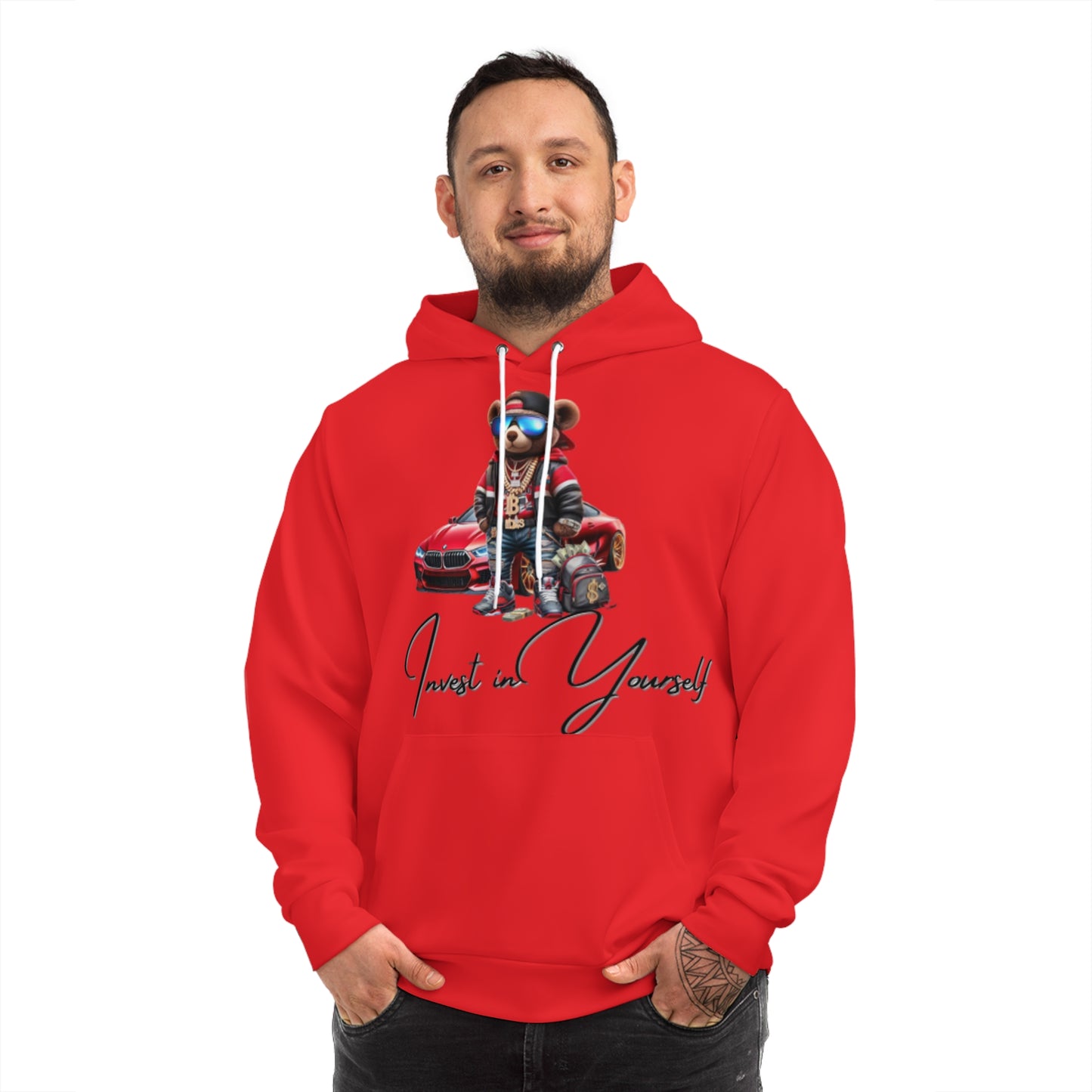 Firebrick Red Hoodie for Men & Women – Fearless Grizzly "Bet on Yourself" Motivation Wear