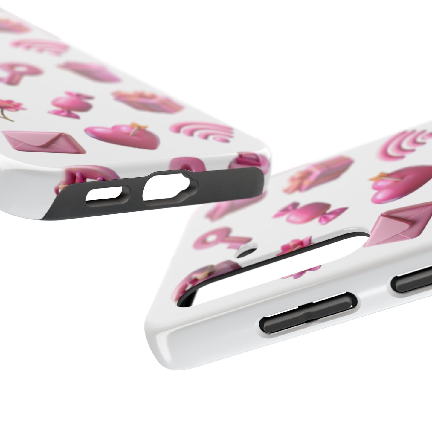 Cute and Colorful Tough Phone Case - Pink Emojis Design
