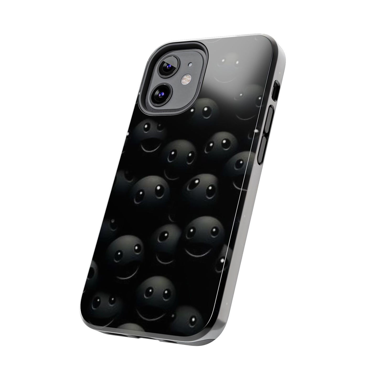 😊 Cute Smiley Face Black Tough Phone Case – Fun & Durable Protection for iPhone & Android