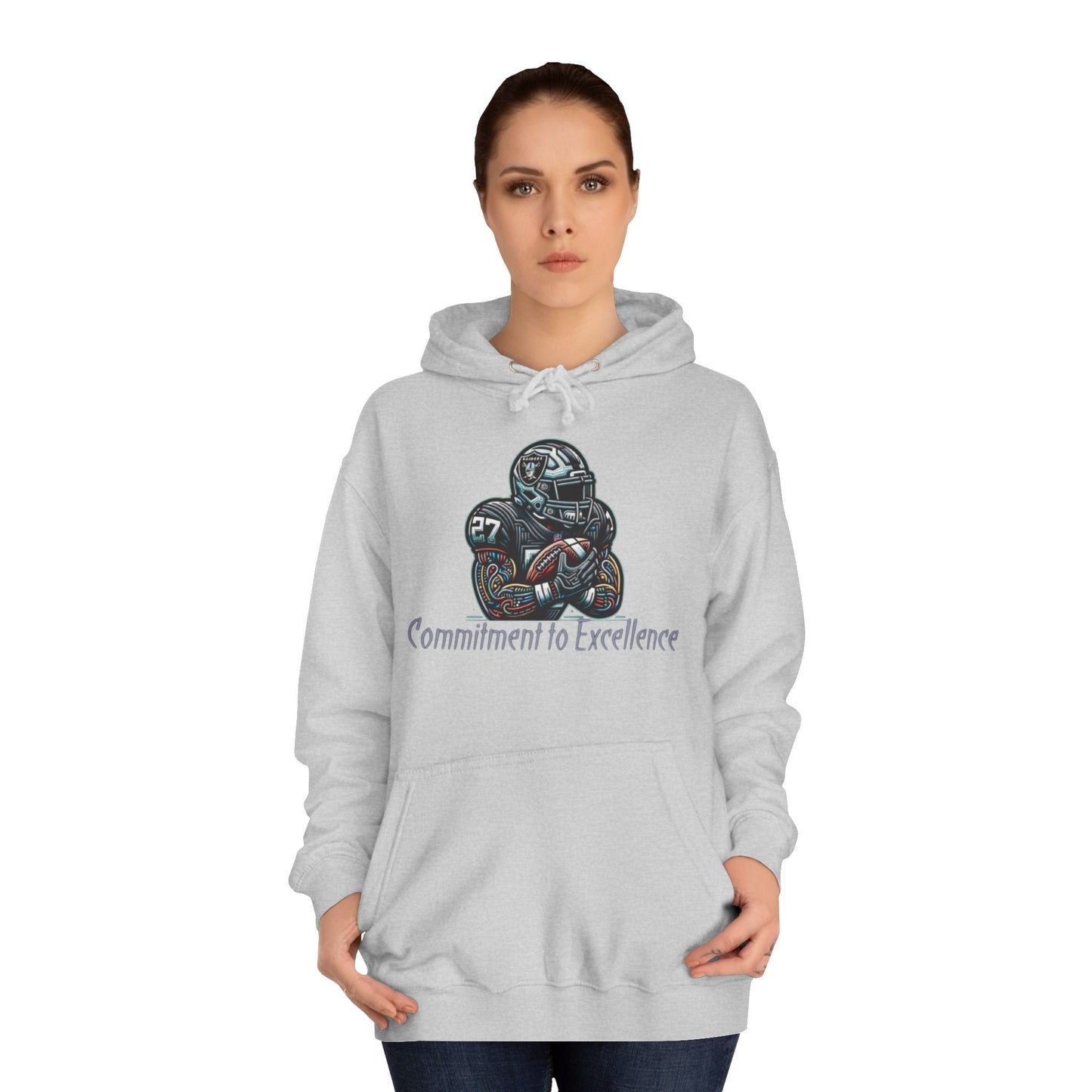 Jet Black NFL Men’s Hoodie – "Commitment to Excellence" Game Day Football Sweatshirt with Drawstrings & Kangaroo Pocket