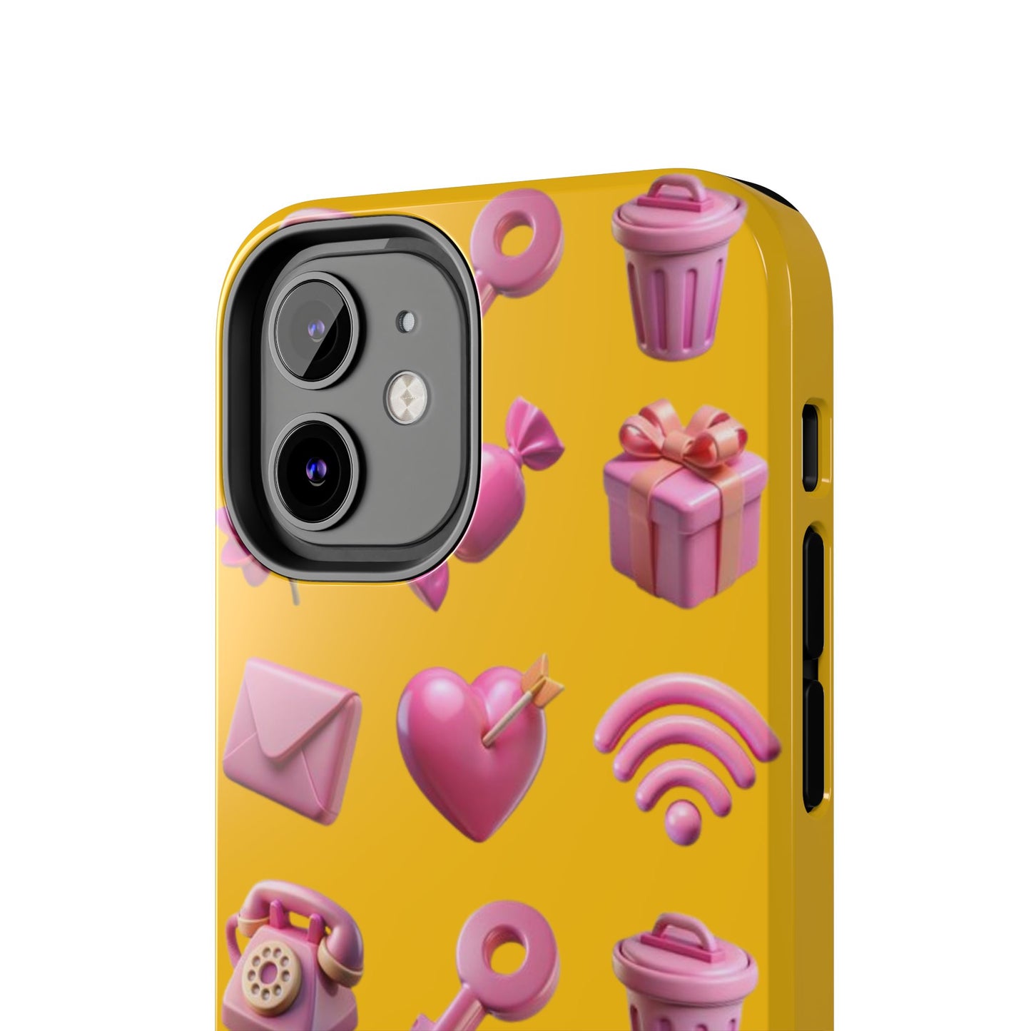 Cute and Colorful Tough Phone Case - Pink Emojis Design