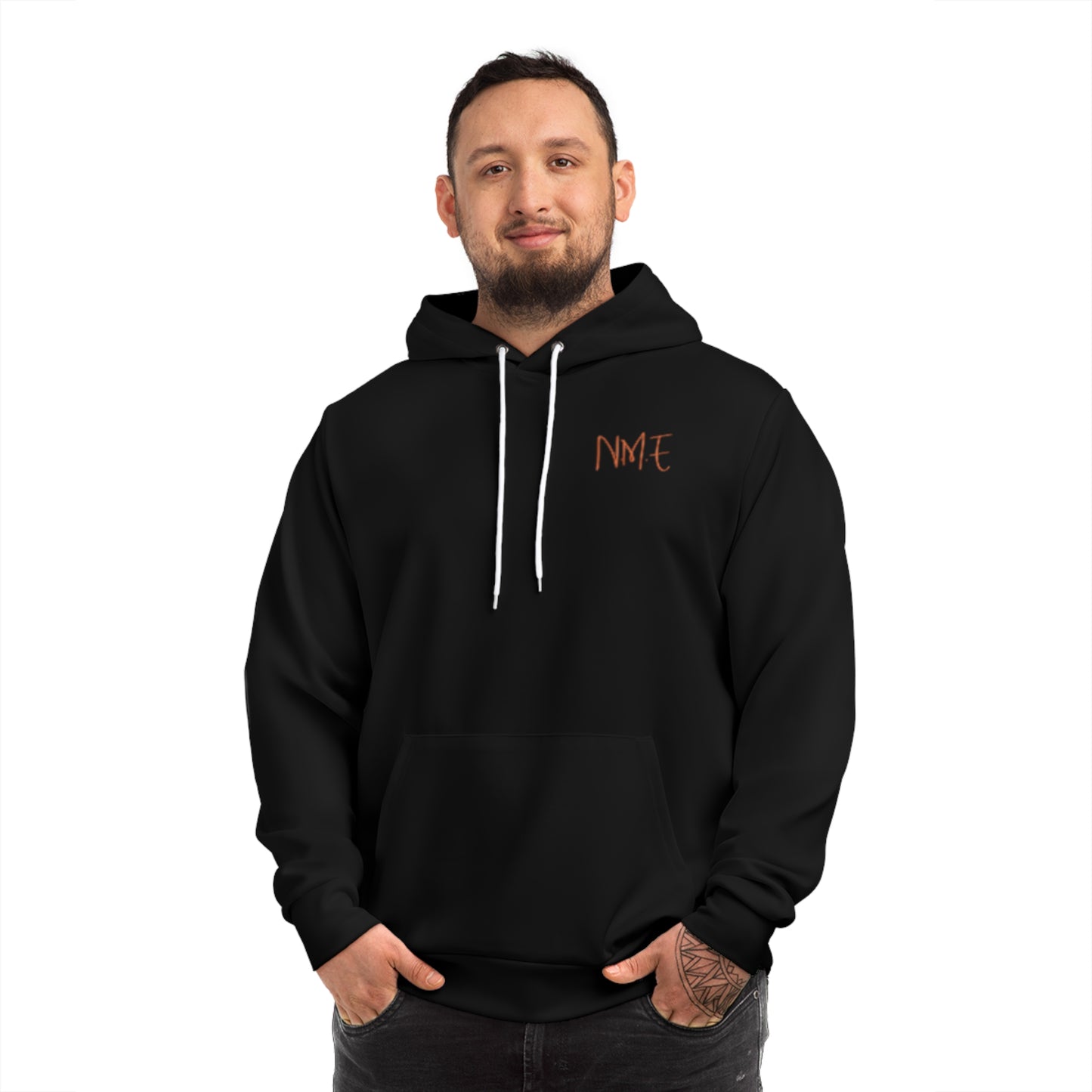 Onyx Black Sublimated Hoodie – "No More Excuses" Motivational Pullover with Drawstrings & Kangaroo Pocket