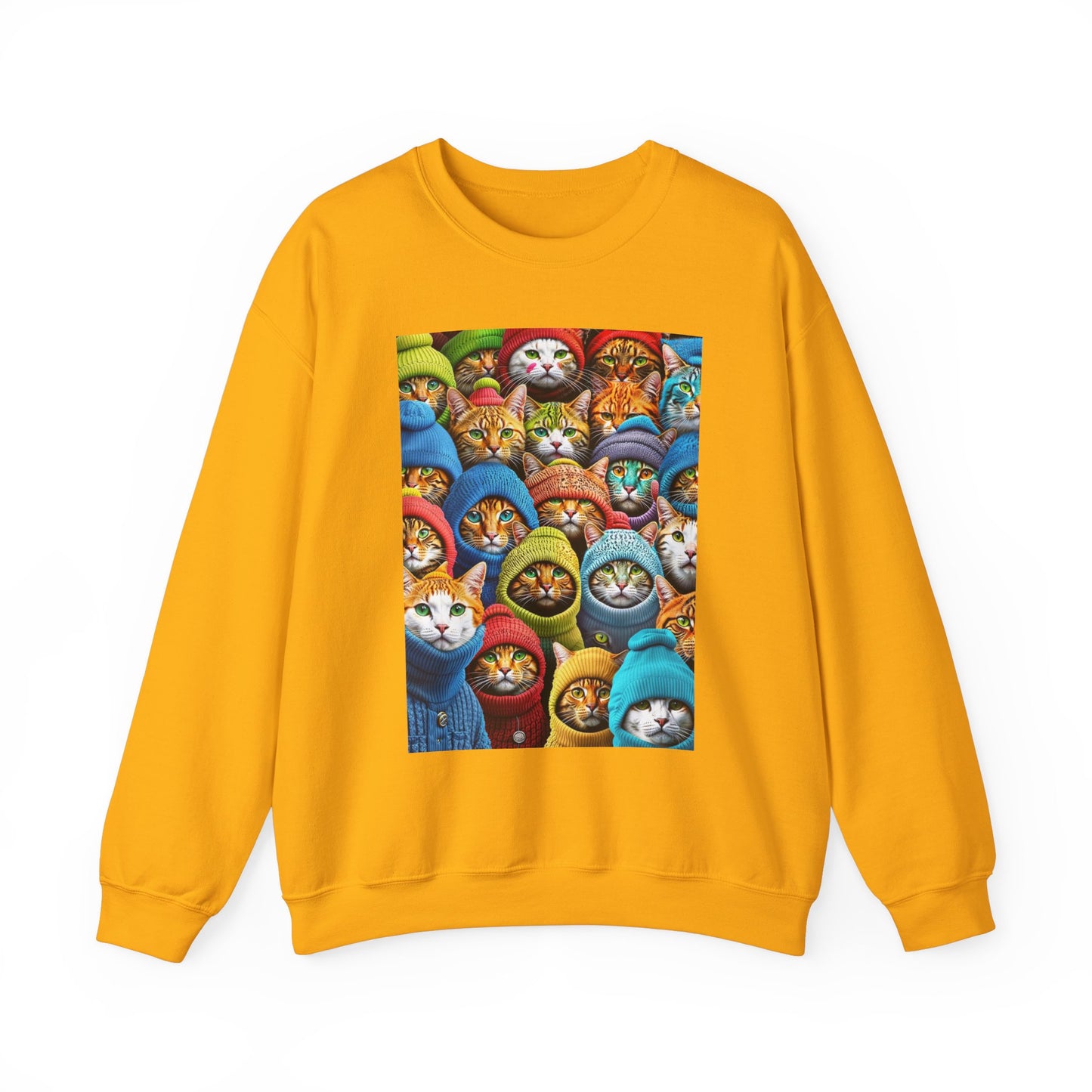 "Cozy Cat Crewneck Sweatshirt – Soft & Stylish Pullover with Colorful Cat Faces Design"