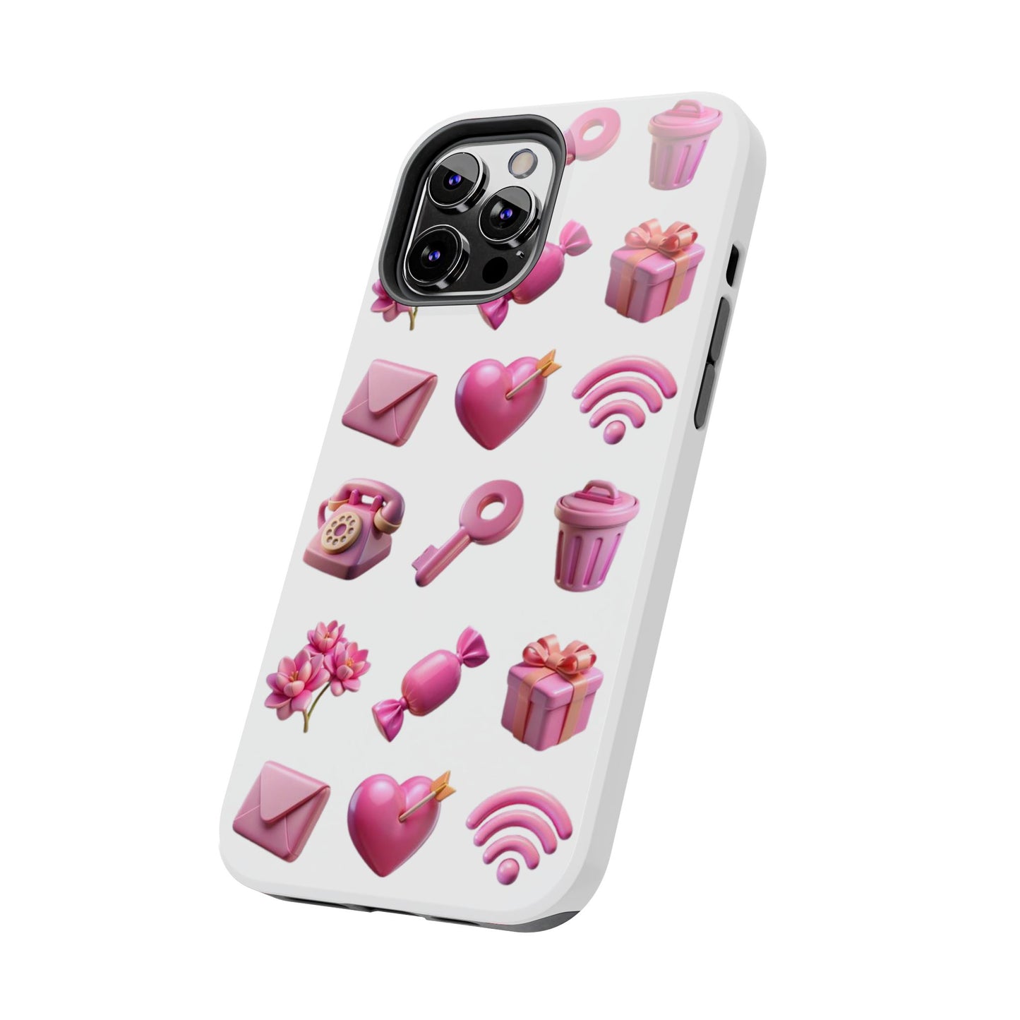 Cute and Colorful Tough Phone Case - Pink Emojis Design