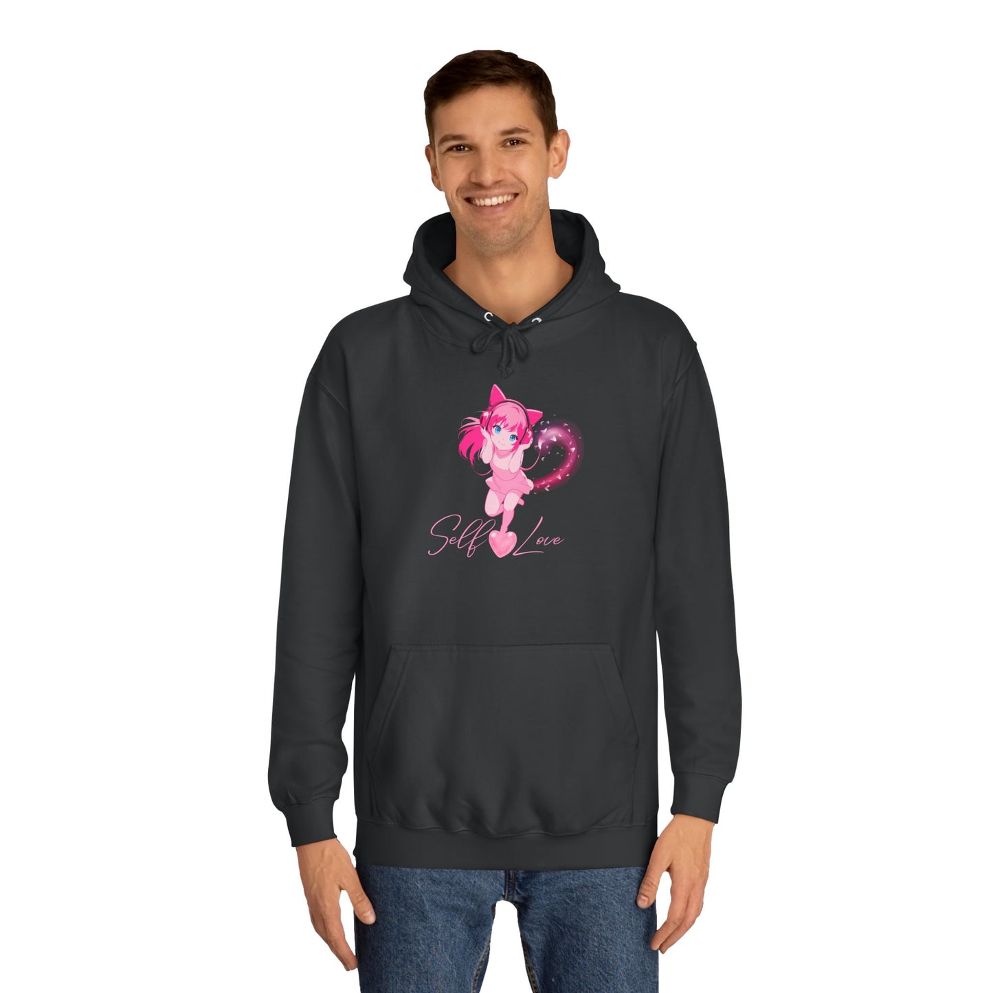 Charcoal Grey Self-Love Sweatshirt – Cute Pink Anime Aesthetic Pullover