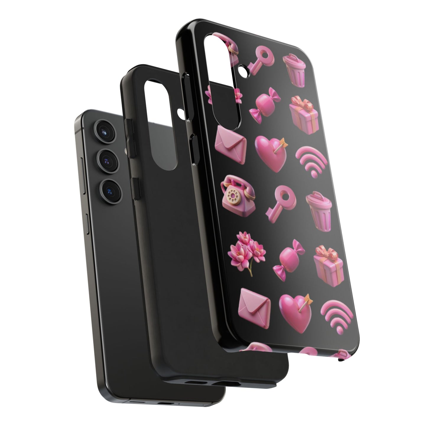 Cute and Colorful Tough Phone Case - Pink Emojis Design