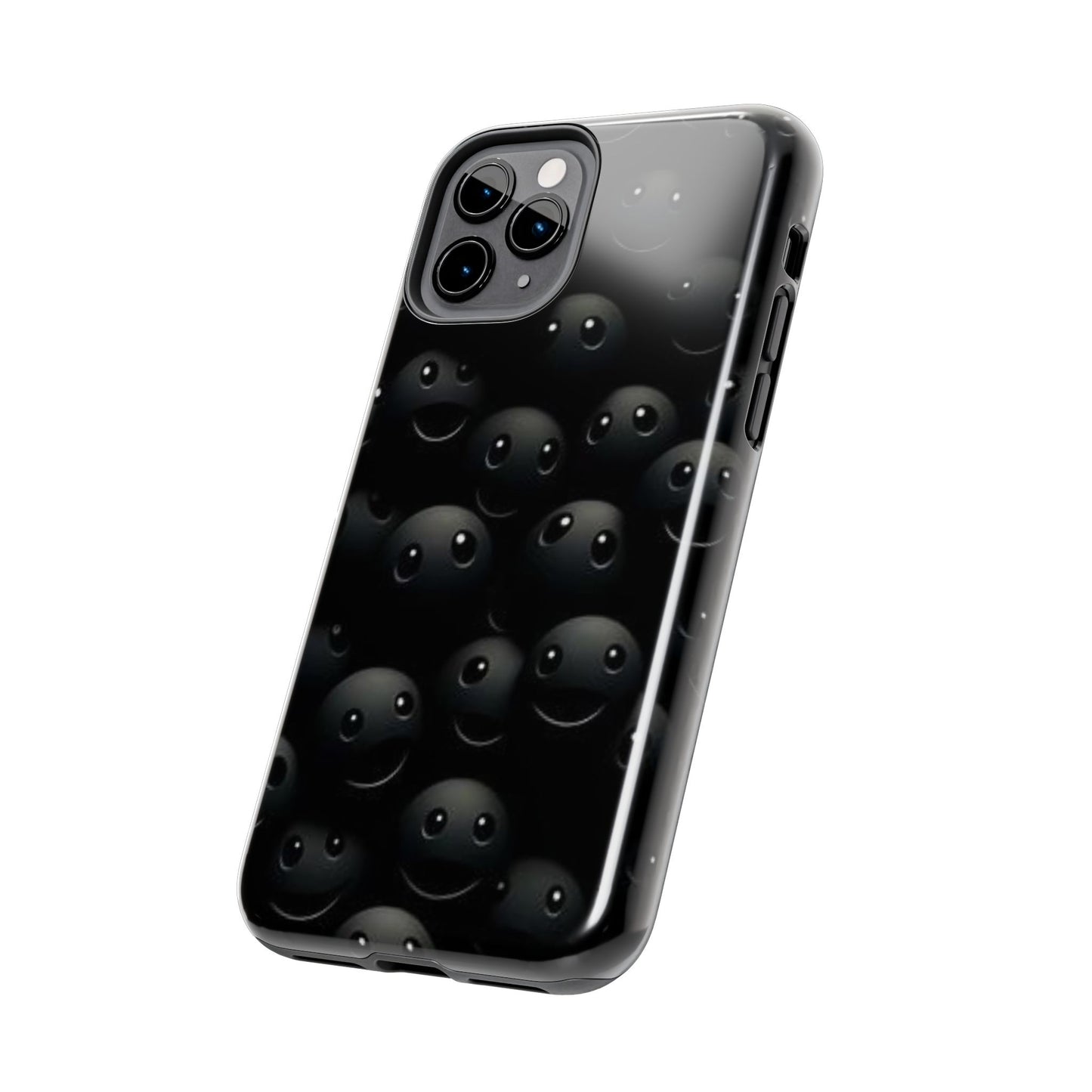 😊 Cute Smiley Face Black Tough Phone Case – Fun & Durable Protection for iPhone & Android
