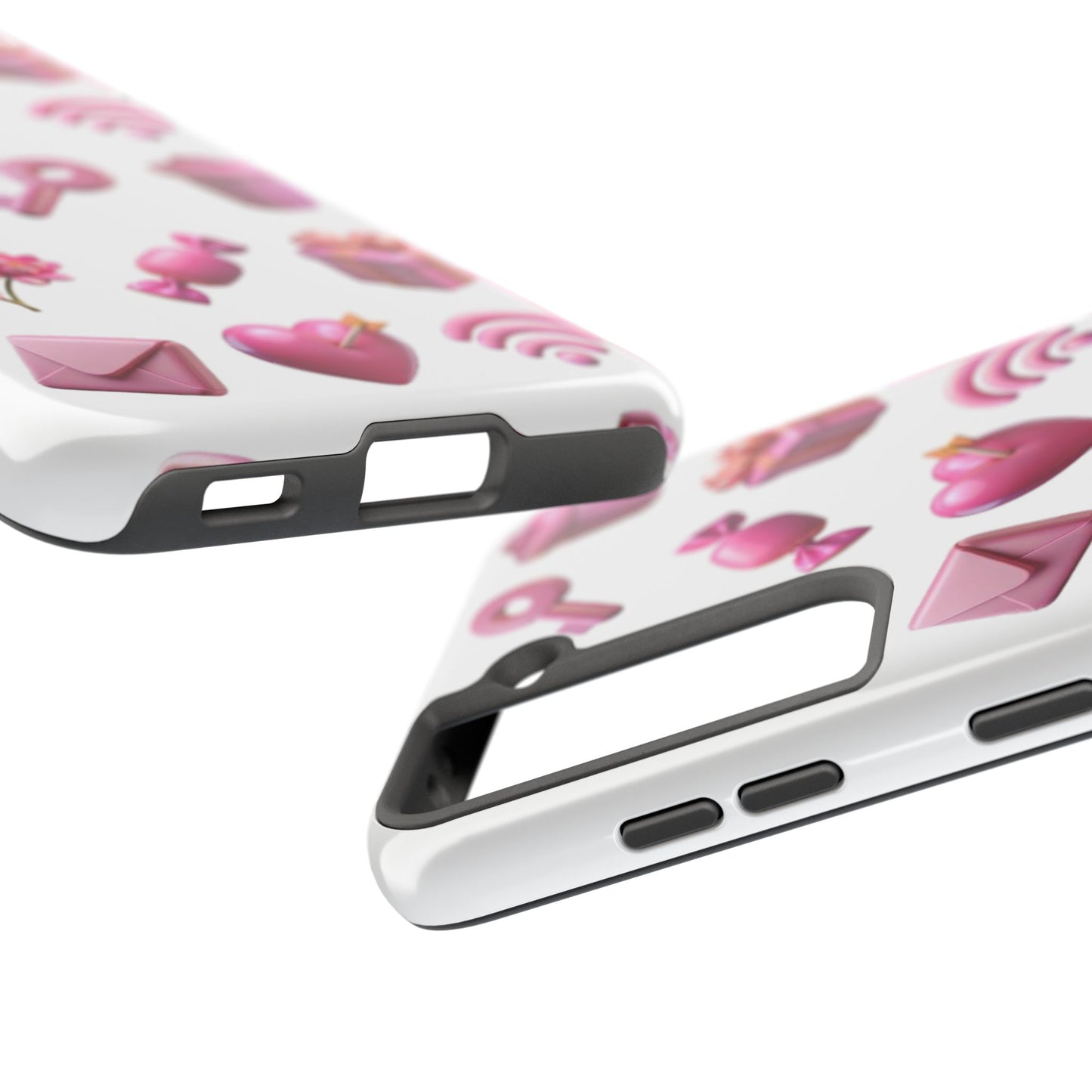Cute and Colorful Tough Phone Case - Pink Emojis Design