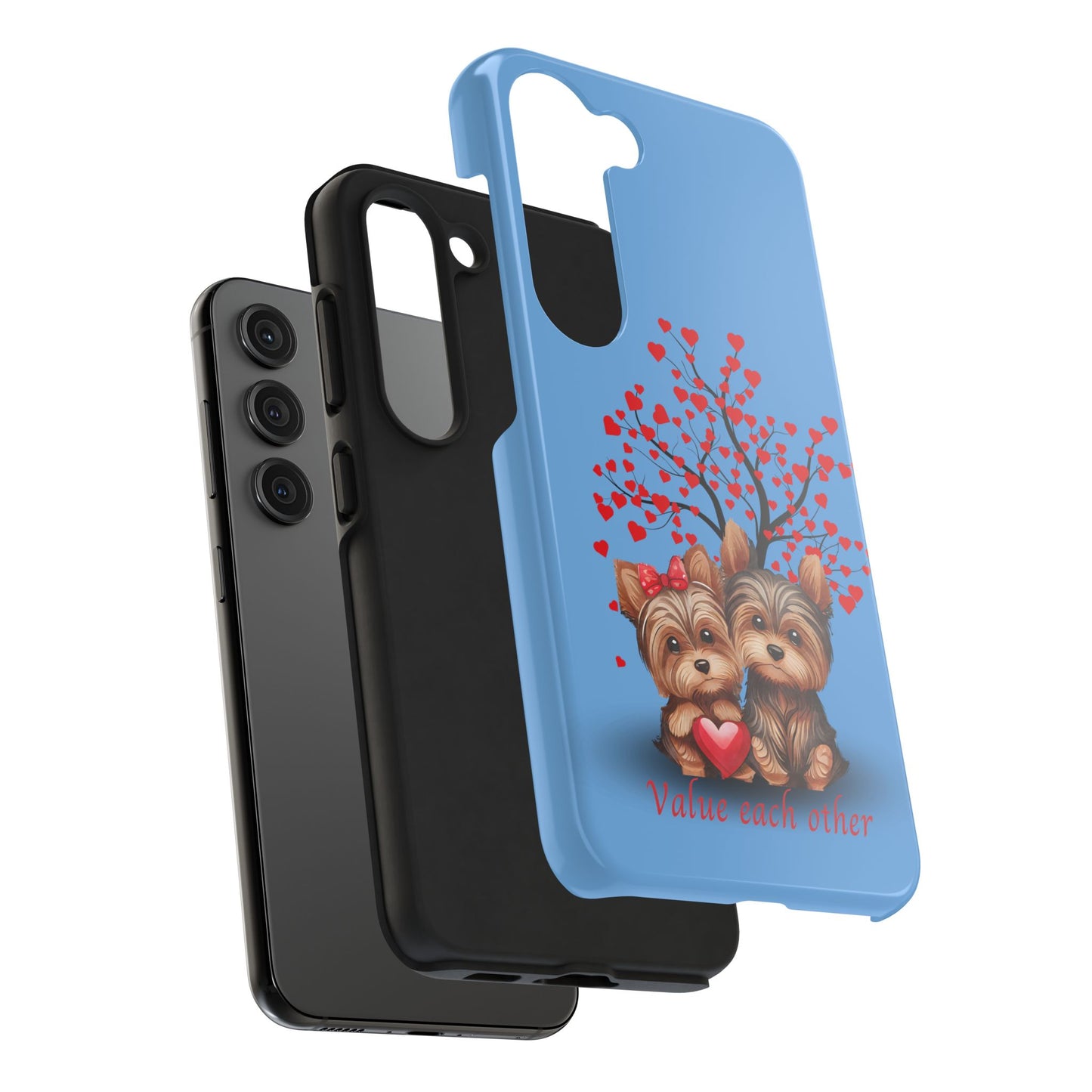 Cute Yorkshire Terrier Phone Case - "Value Each Other" Tough Case for Pet Lovers