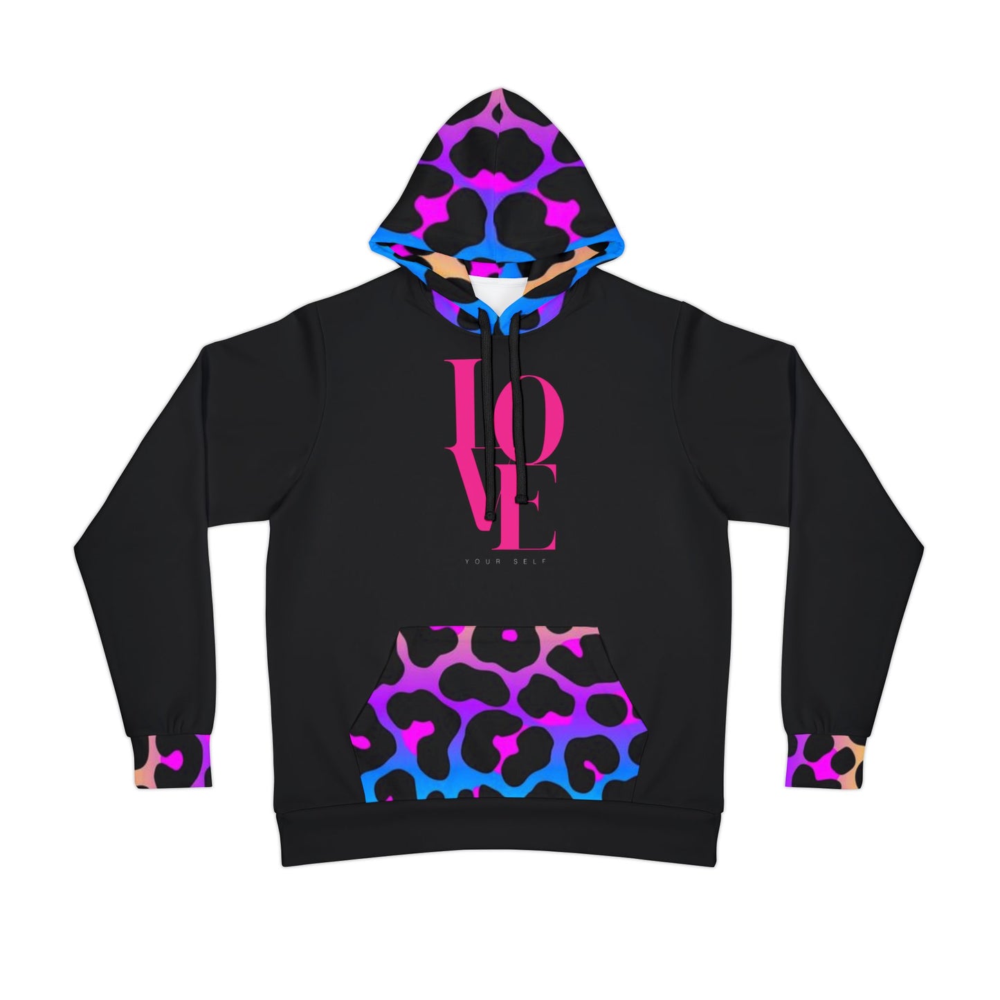 π Love Yourself Hoodie β Vibrant Leopard Print Design for Bold & Confident Style