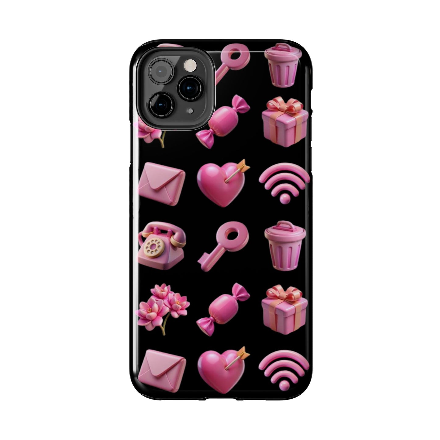Cute and Colorful Tough Phone Case - Pink Emojis Design