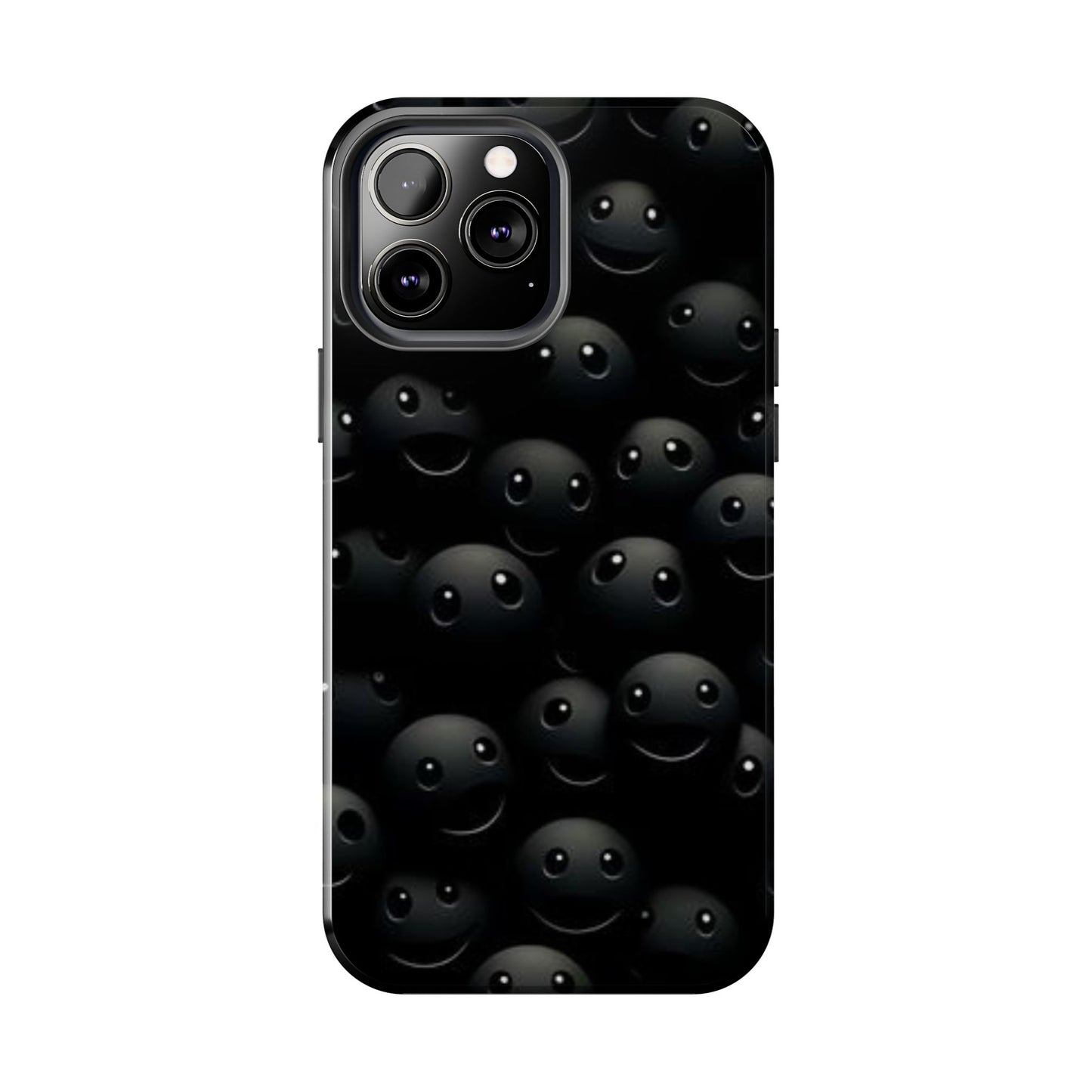 😊 Cute Smiley Face Black Tough Phone Case – Fun & Durable Protection for iPhone & Android