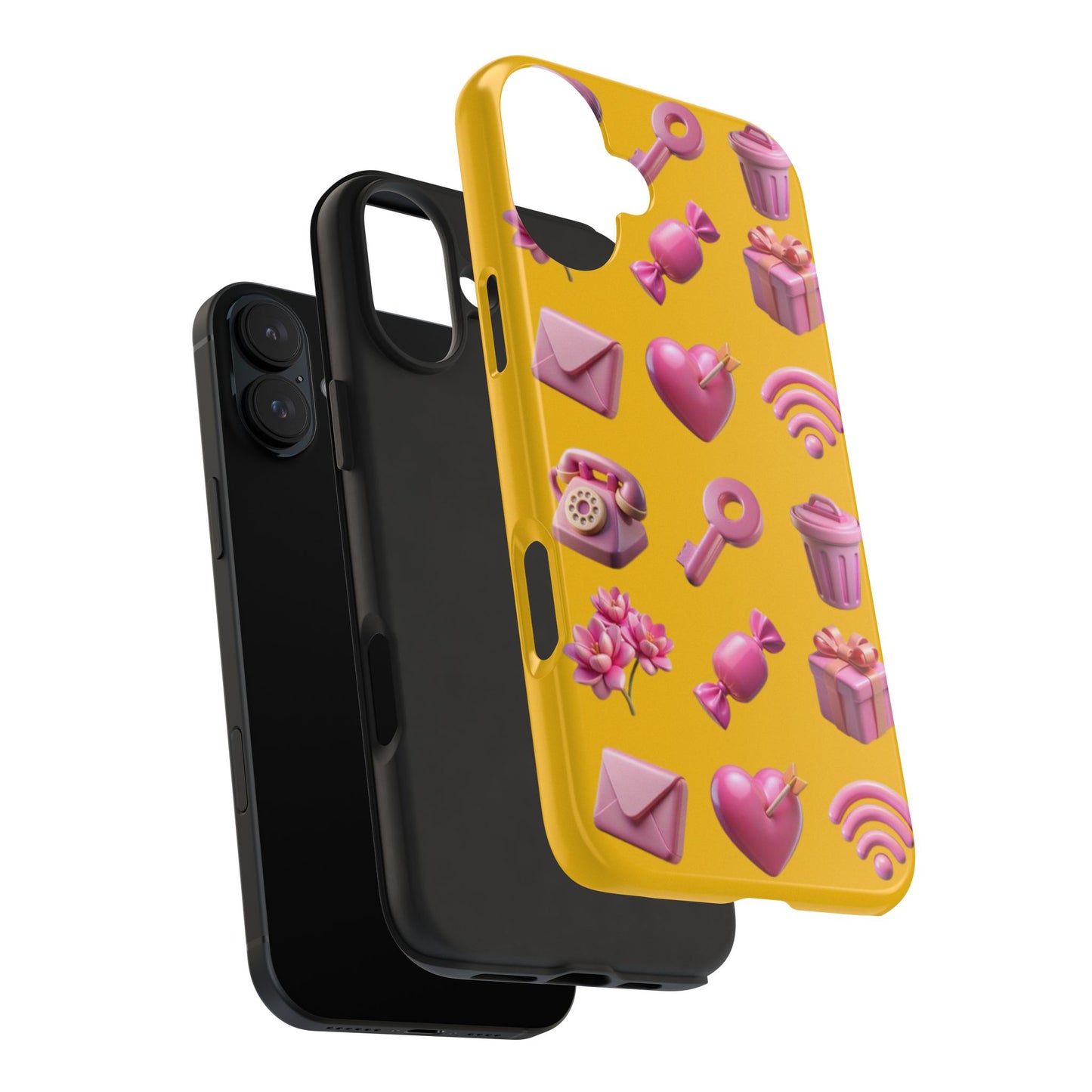 Cute and Colorful Tough Phone Case - Pink Emojis Design