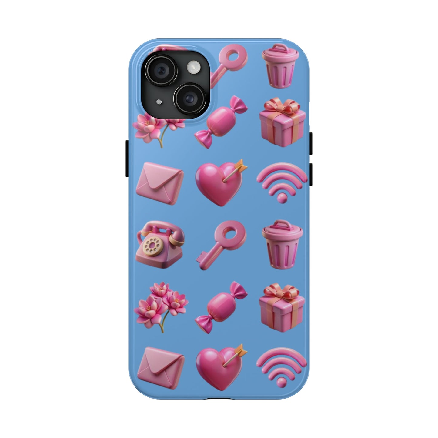 Cute and Colorful Tough Phone Case - Pink Emojis Design