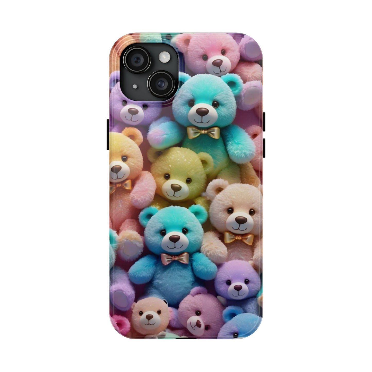 "Cute Teddy Bear Tough Phone Case – Colorful Plush-Inspired Protective Cover for iPhone & Android"