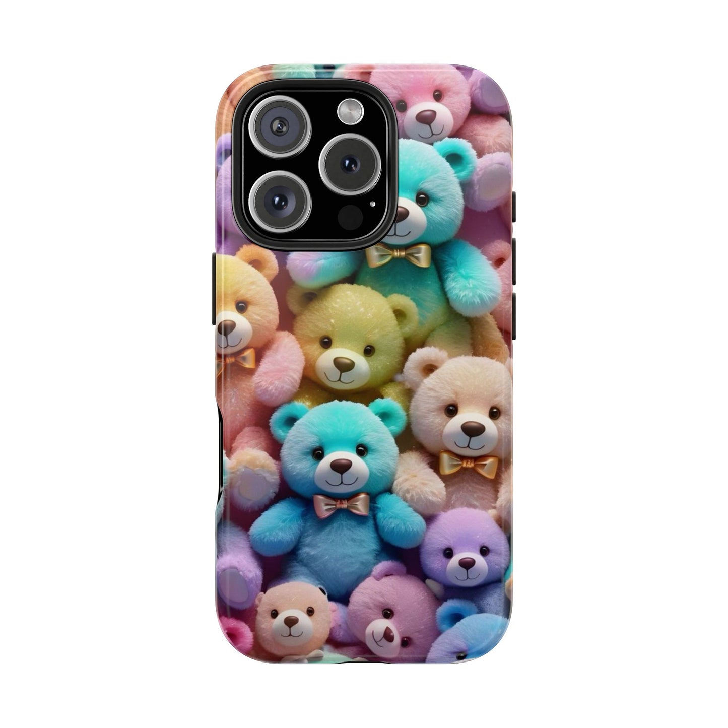 "Cute Teddy Bear Tough Phone Case – Colorful Plush-Inspired Protective Cover for iPhone & Android"
