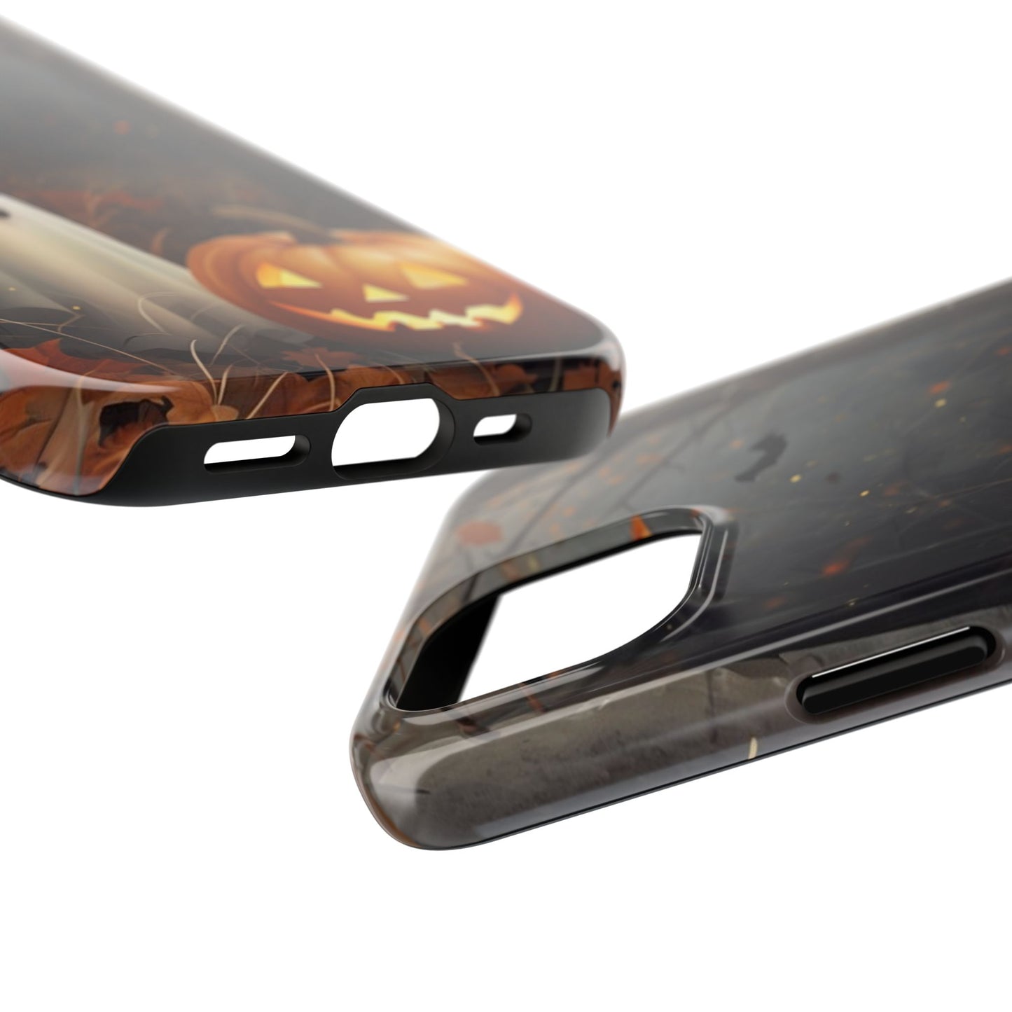 Spooky Halloween Phone Case - Tough Protective Cover with Ghost and Pumpkin Design