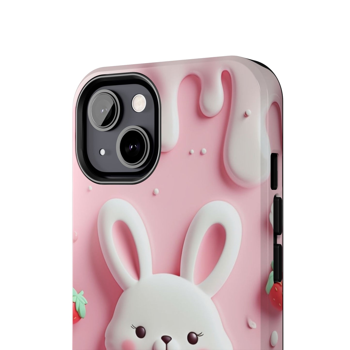 Cute Bunny Strawberry Tough Phone Case - Perfect for Kids & Spring Celebrations