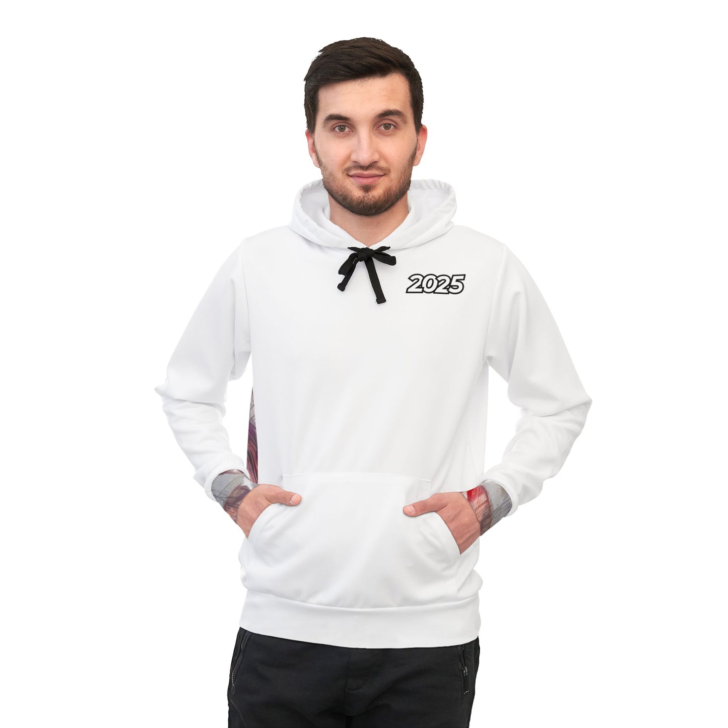 "American Pride White Hoodie – Bold American Flag and Trump Design | Perfect for Trump Supporters"